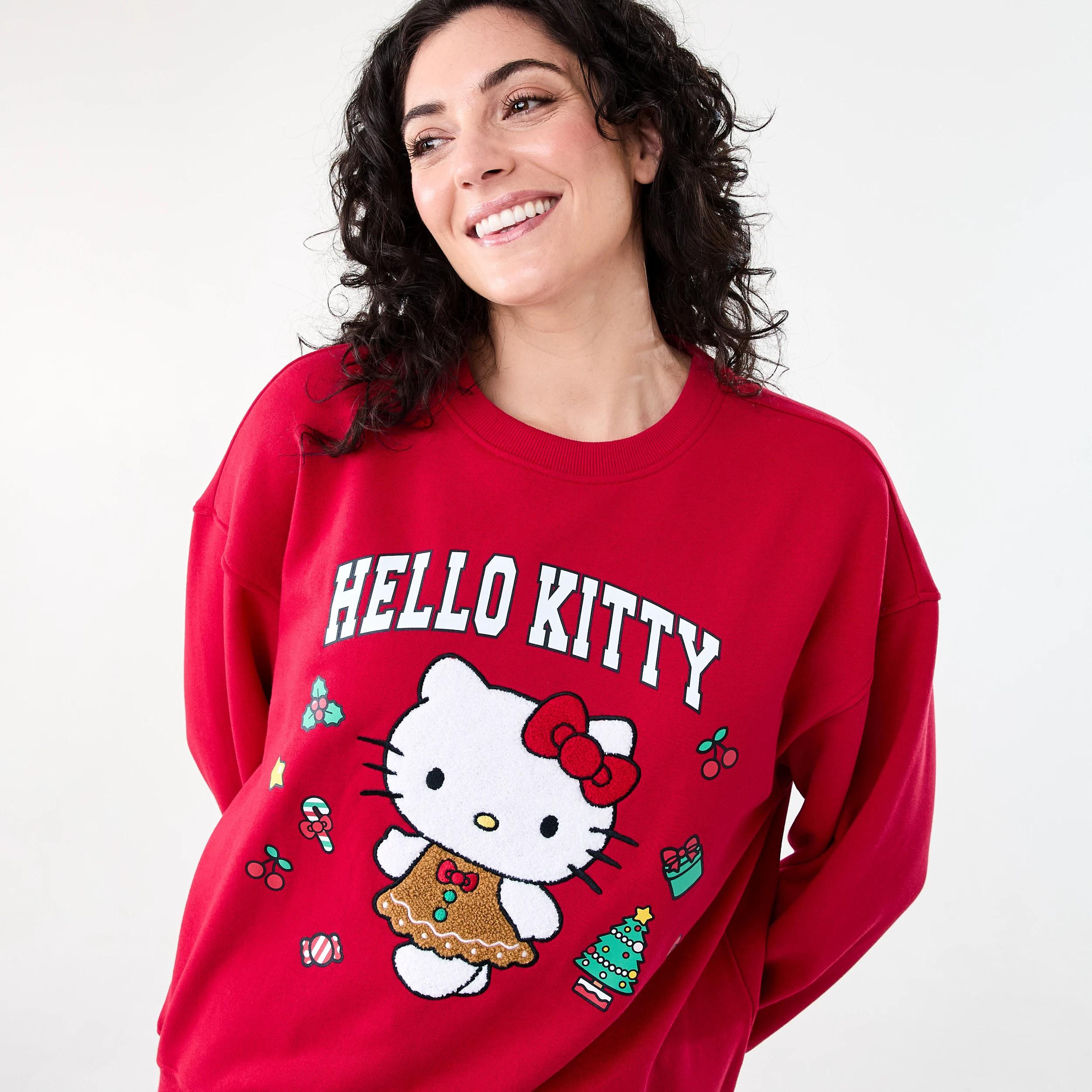 4 Christmas Hello Kitty License Long Sleeve Sweatshirt KITTY XMAS STRAWBERRY, 4 of 5
