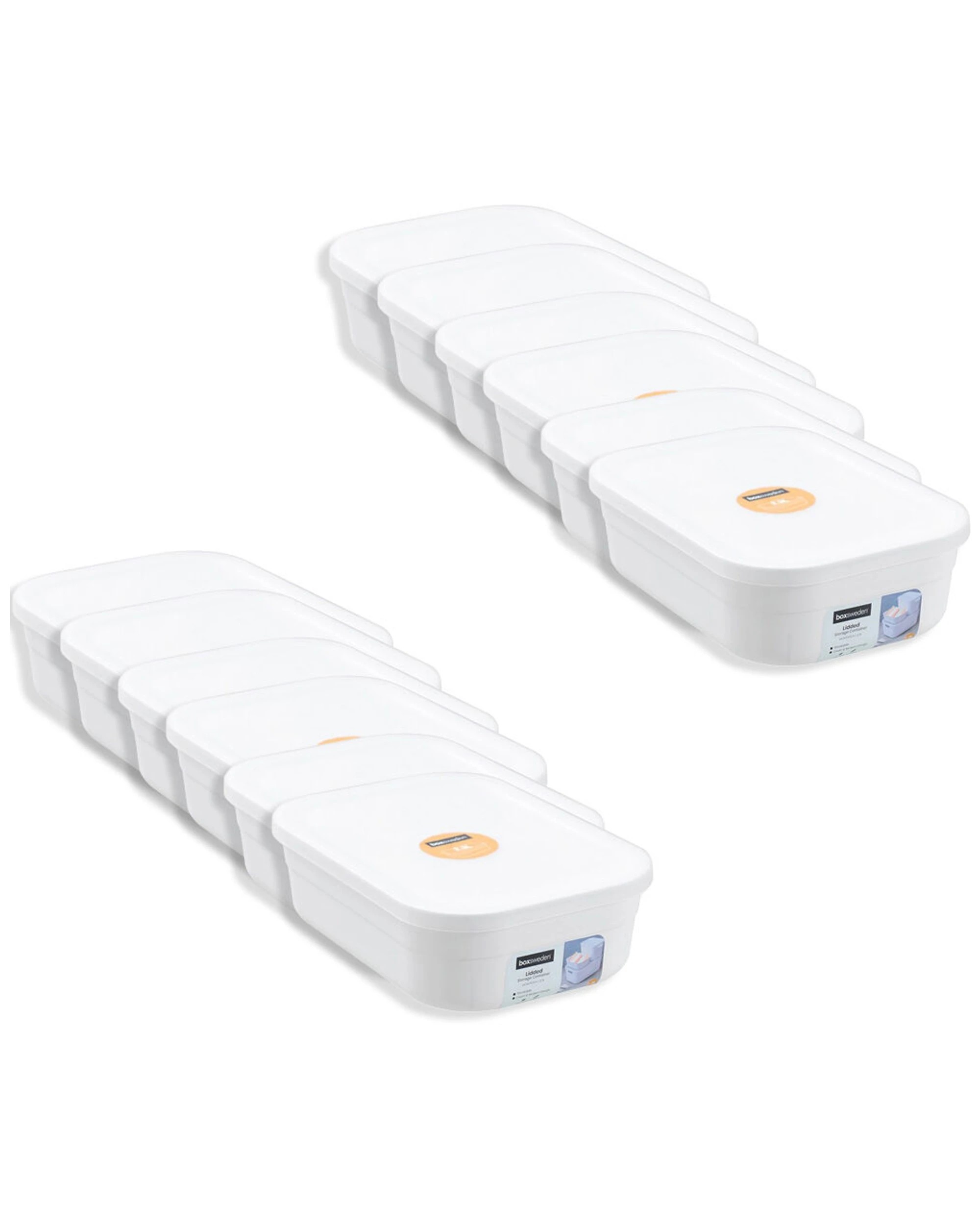 1 Boxsweden 12PK Storage Container Lidded Stackable 2.3L Durable Plastic
 - white, 1 of 7