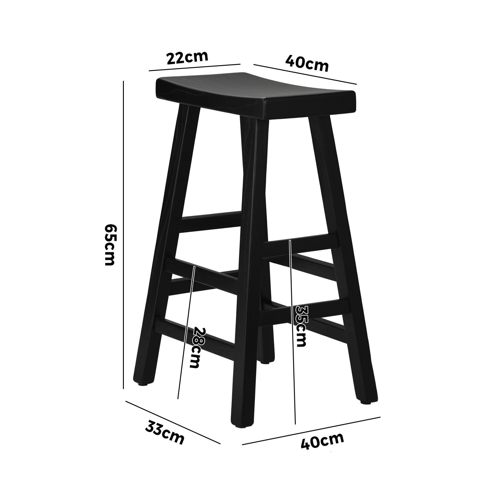 10 Oikiture 2x Bar Stools Kitchen Stool Wooden Counter Chairs Barstools
 - Black, 10 of 10