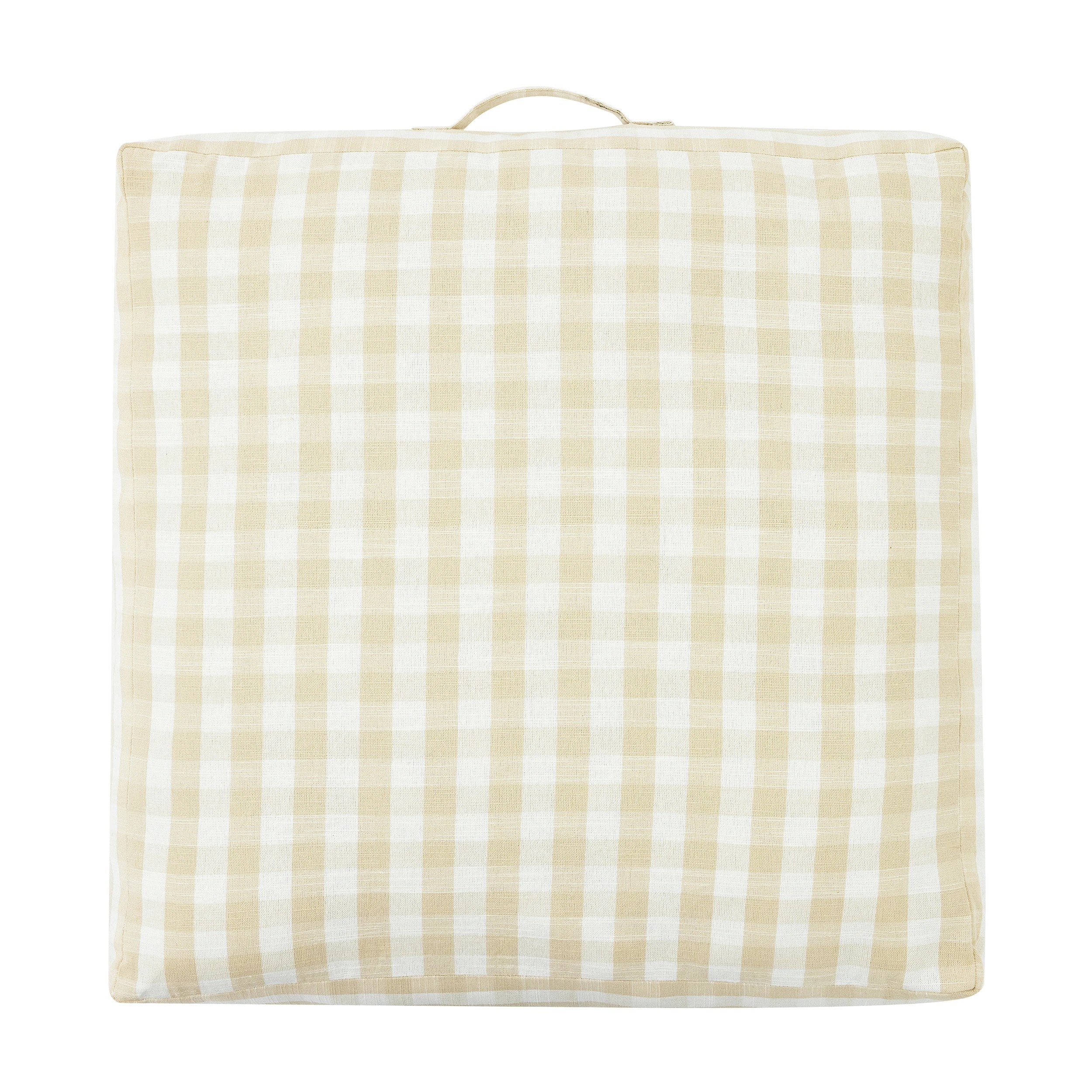 2 60cm Gingham Floor Cushion - Beige, 2 of 6