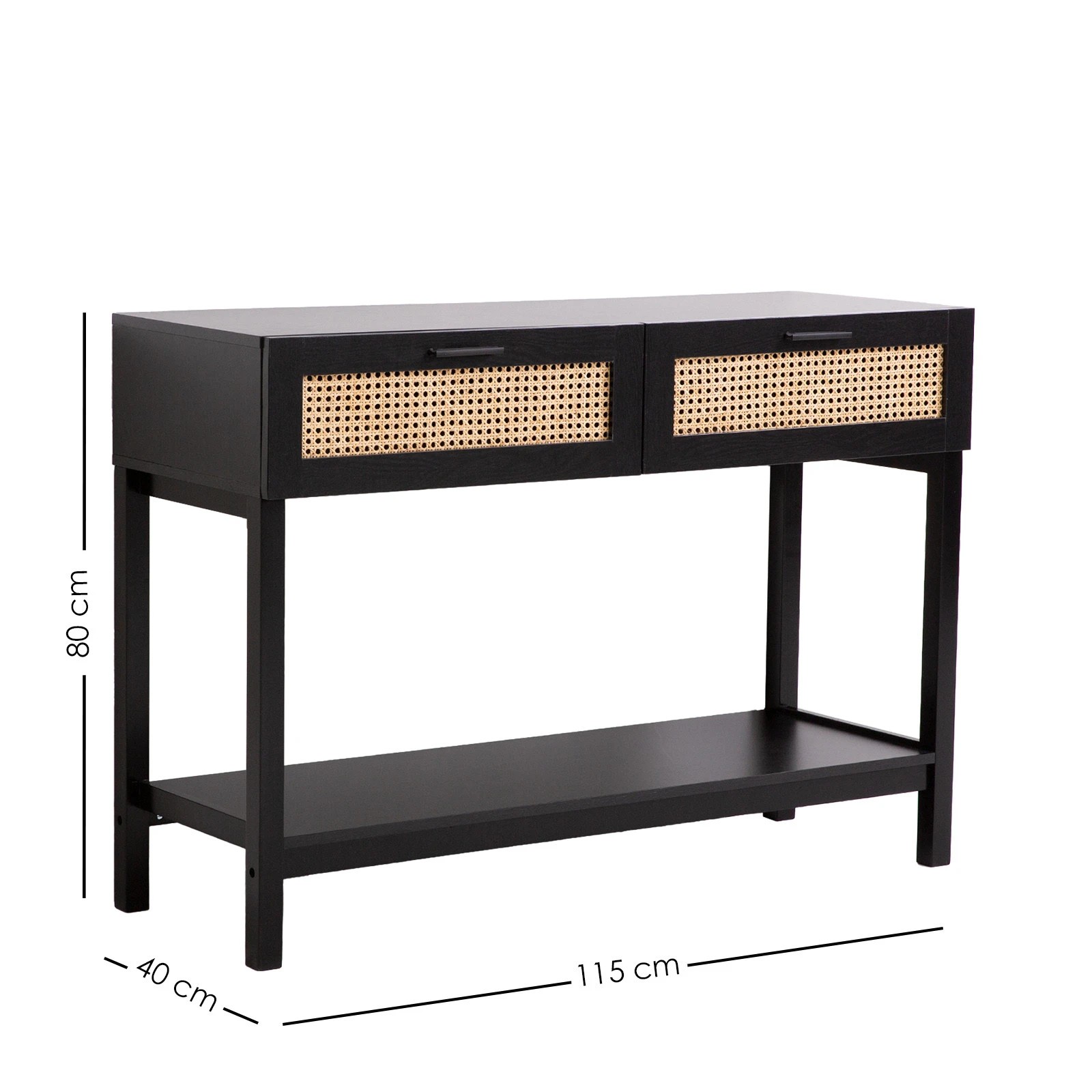 8 Casa Decor Tulum Rattan Console Table Entry Table Storage Hallway Wood - Black - Black, 8 of 8