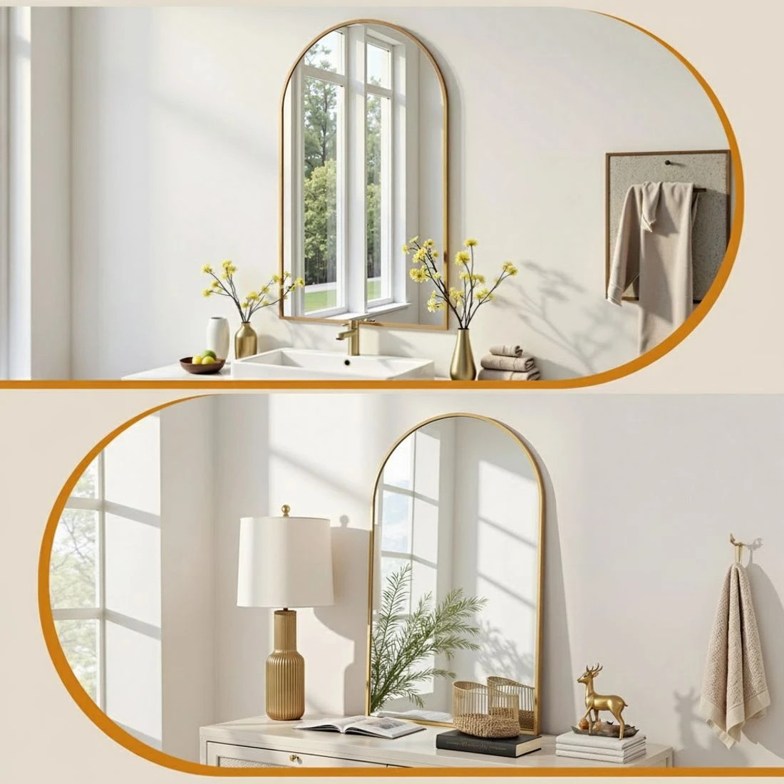 5 Embellir 86x50cm Arched Wall Mirror Vanity Makeup Home Decor - Gold, 5 of 5