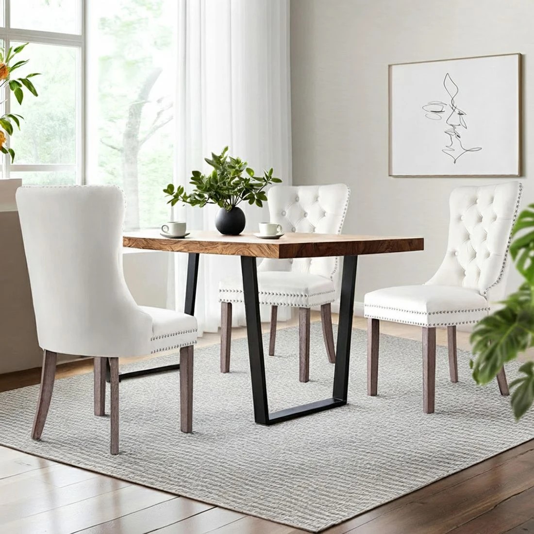 4 1 Set of 4 Artiss Dining Chairs Velvet - Beige, 4 of 5