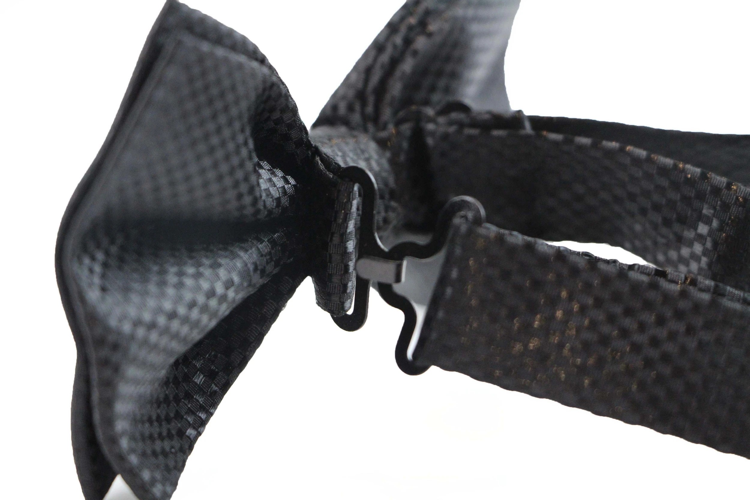 3 Zasel Mens Black Disco Shine Checkered Patterned Bow Tie - Black, 3 of 5