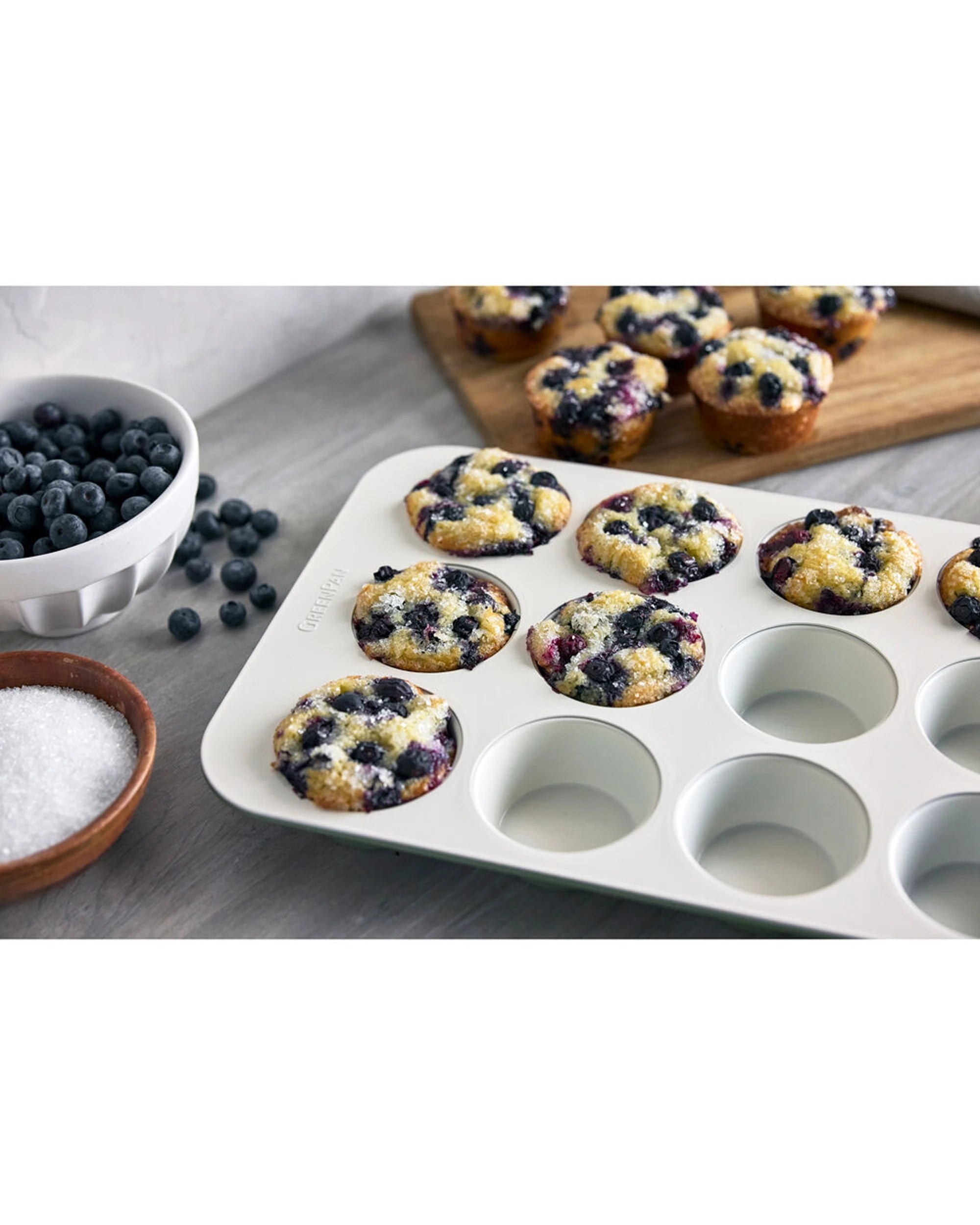 5 Greenpan Reserve 12 Cup Muffin Pan Ceramic Non-Stick Baking Tray Sage, 5 of 5