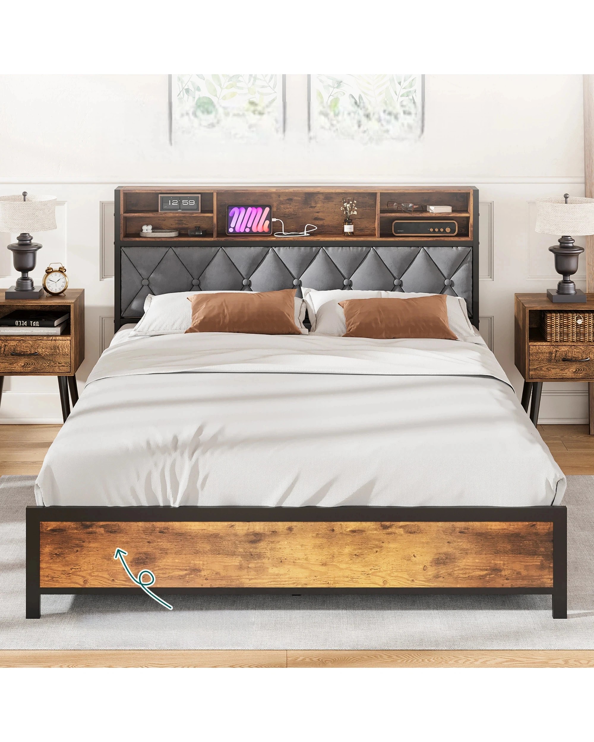 7 Advwin Double Size Bed Frame with 4 Storage Drawers and Charging Station, 7 of 7