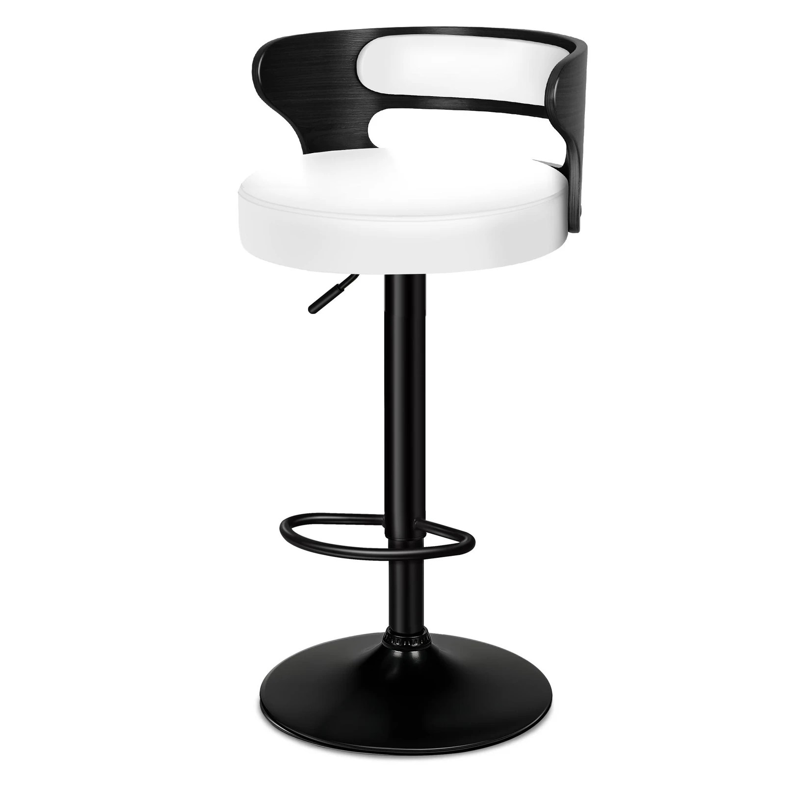 4 Alfordson 2x Bar Stool Kitchen Swivel Chair Wooden Leather Gas Lift - White, 4 of 9