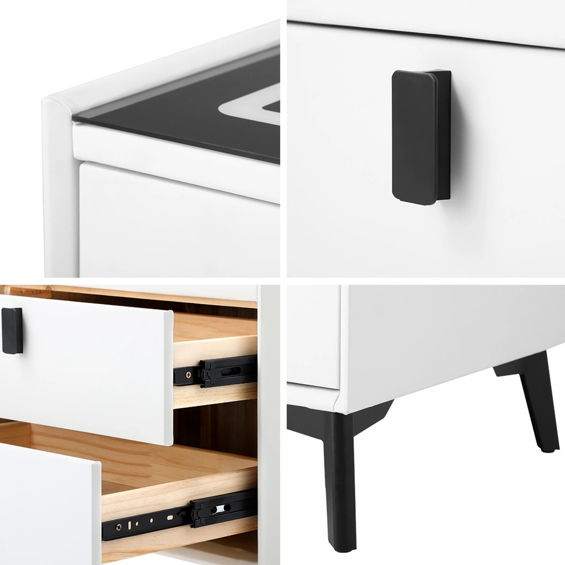 3 Oikiture Smart Bedside Table Led Wireless Charging 2 Drawers Nightstand
 - White, 3 of 3