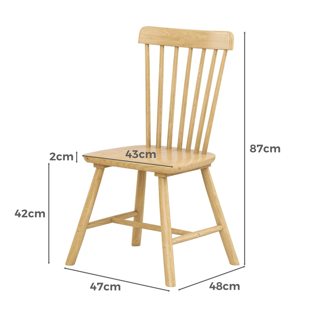 2 Alfordson 2x Dining Chairs Kitchen Lounge Cafe Retro Solid Wood Modern - Oak, 2 of 10