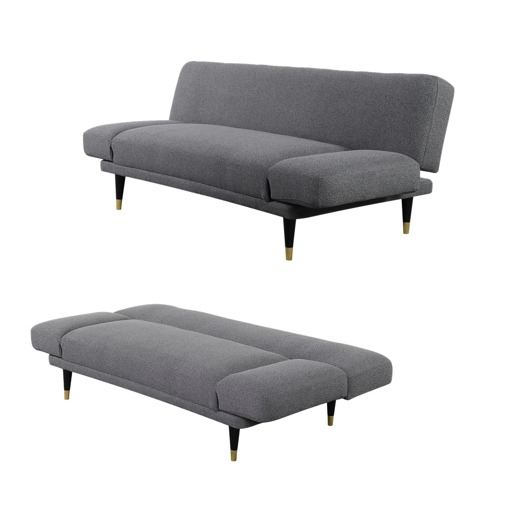 3 Foret Sofa Bed Futon Recliner Fabric Lounge Couch Convertible Grey 3-seater, 3 of 6