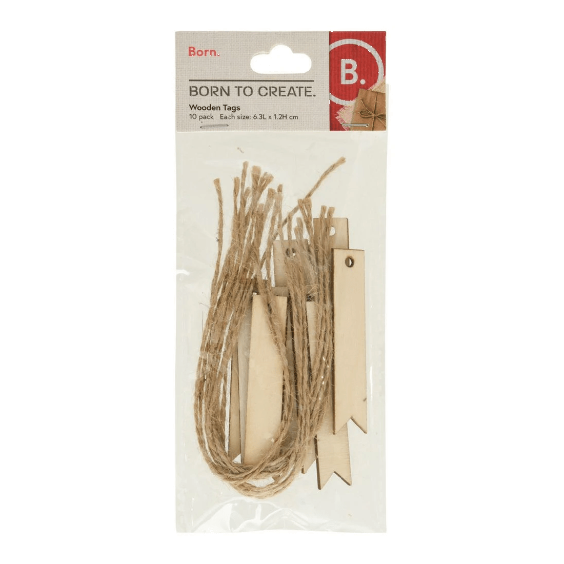 1 Born Wooden Skinny Tags 10 Pack, 1 of 2