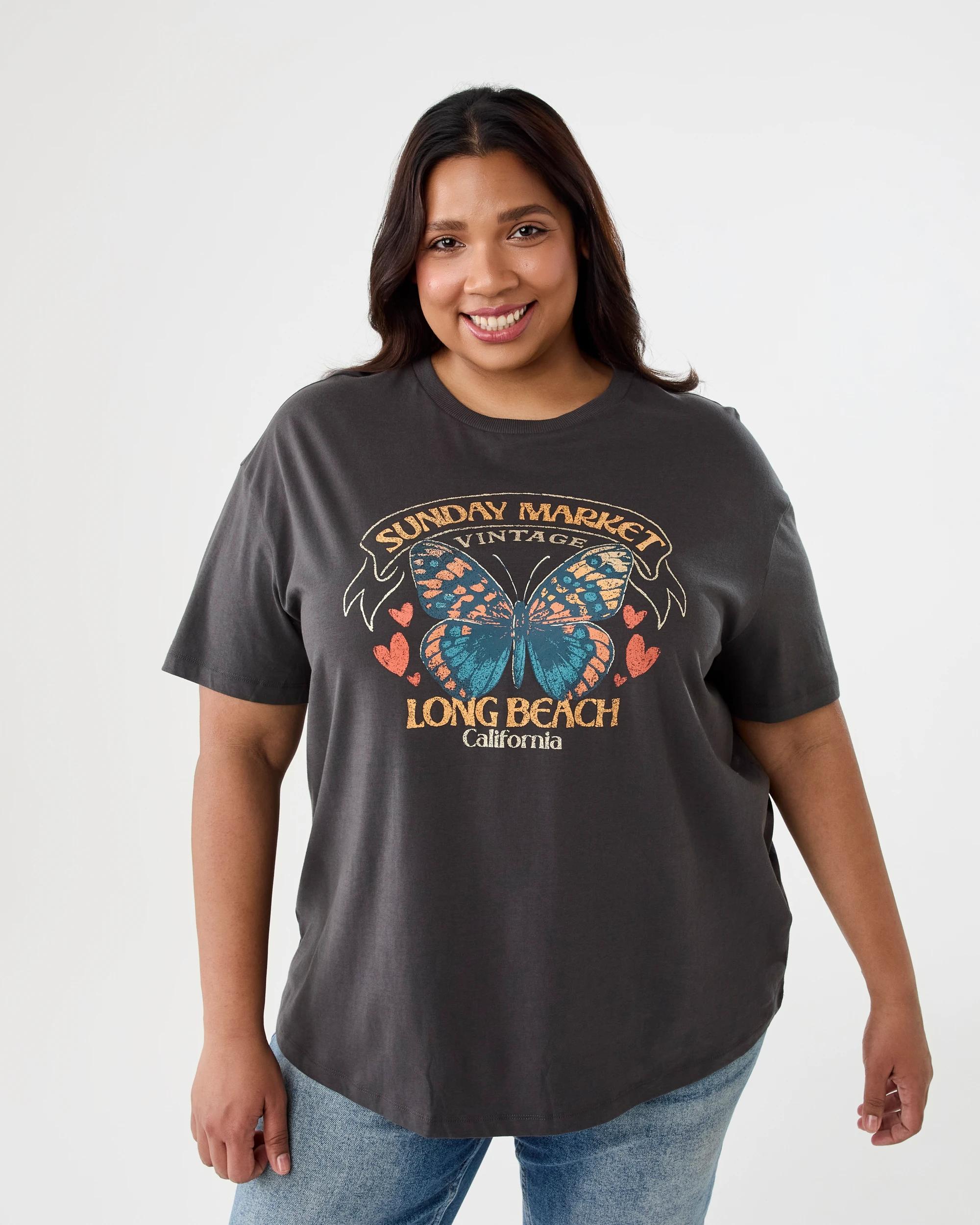 1 Curve Short Sleeve Boyfriend T-shirt Sndy Mrkt, 1 of 6