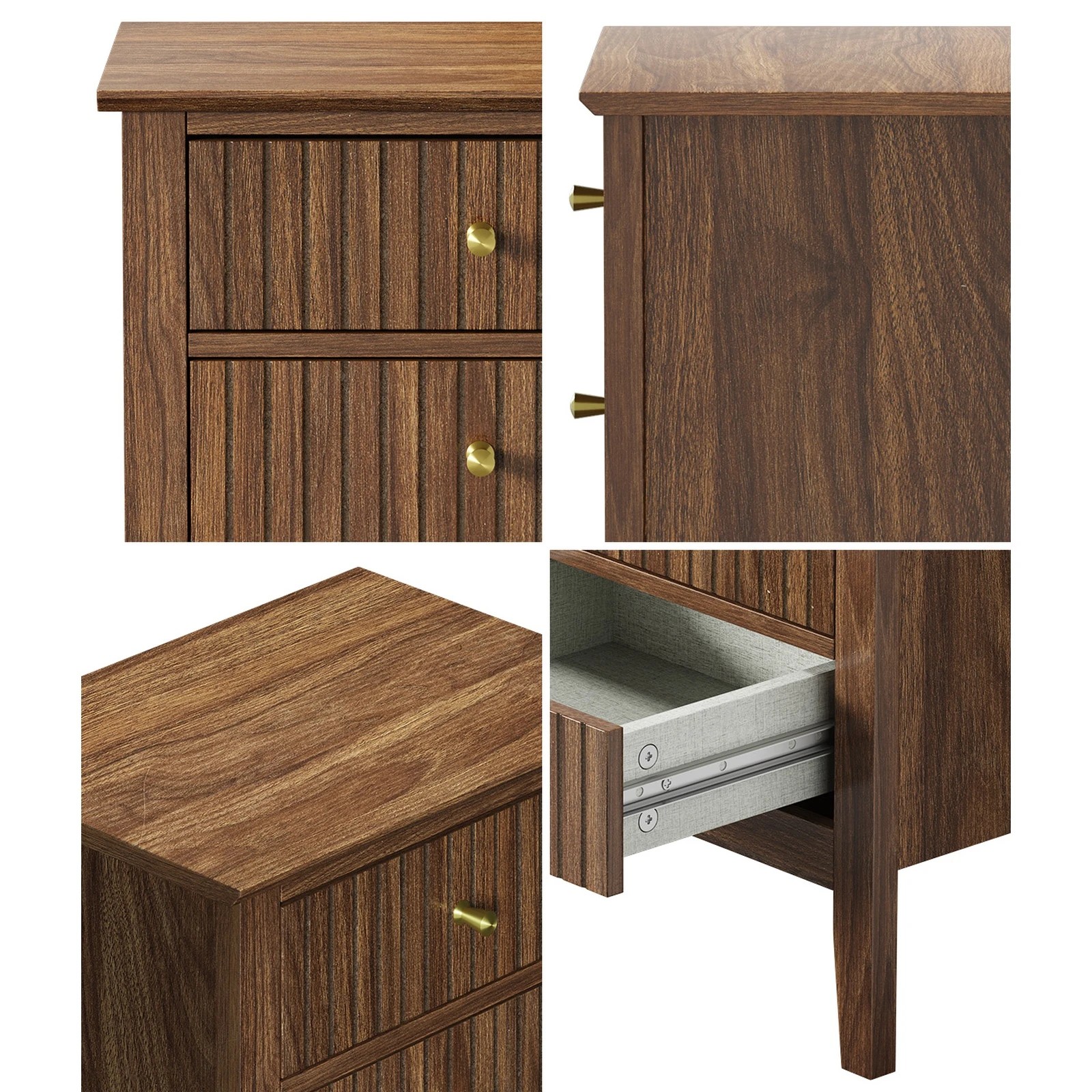 4 Oikiture Bedside Table 3 Drawers Side End Storage Furniture Nightstand
 - Charcoal, 4 of 10