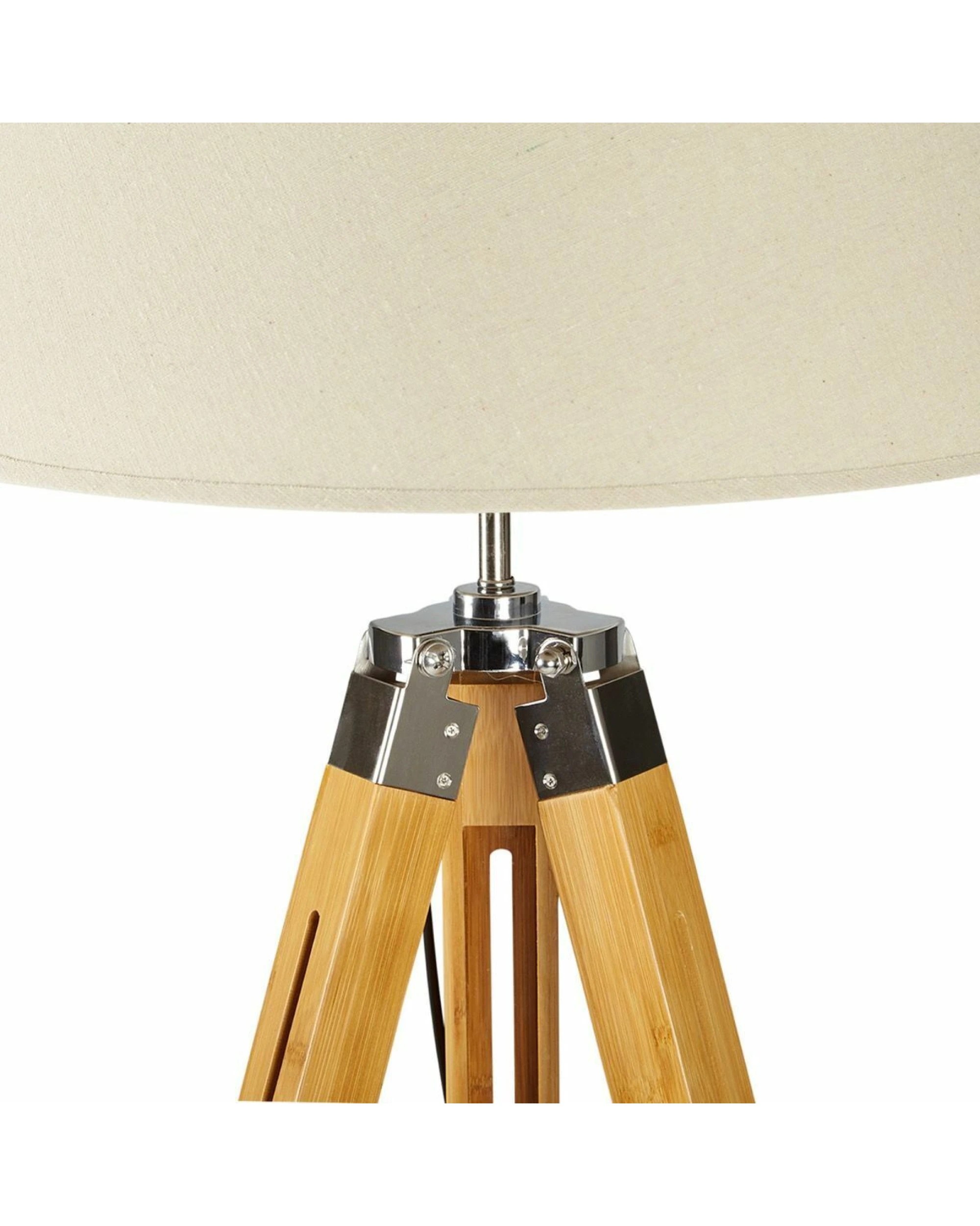 2 BR Home LARGE TRIPOD FLOOR LAMP Linen Shade Modern Light Bamboo Vintage Wooden Retro, 2 of 6