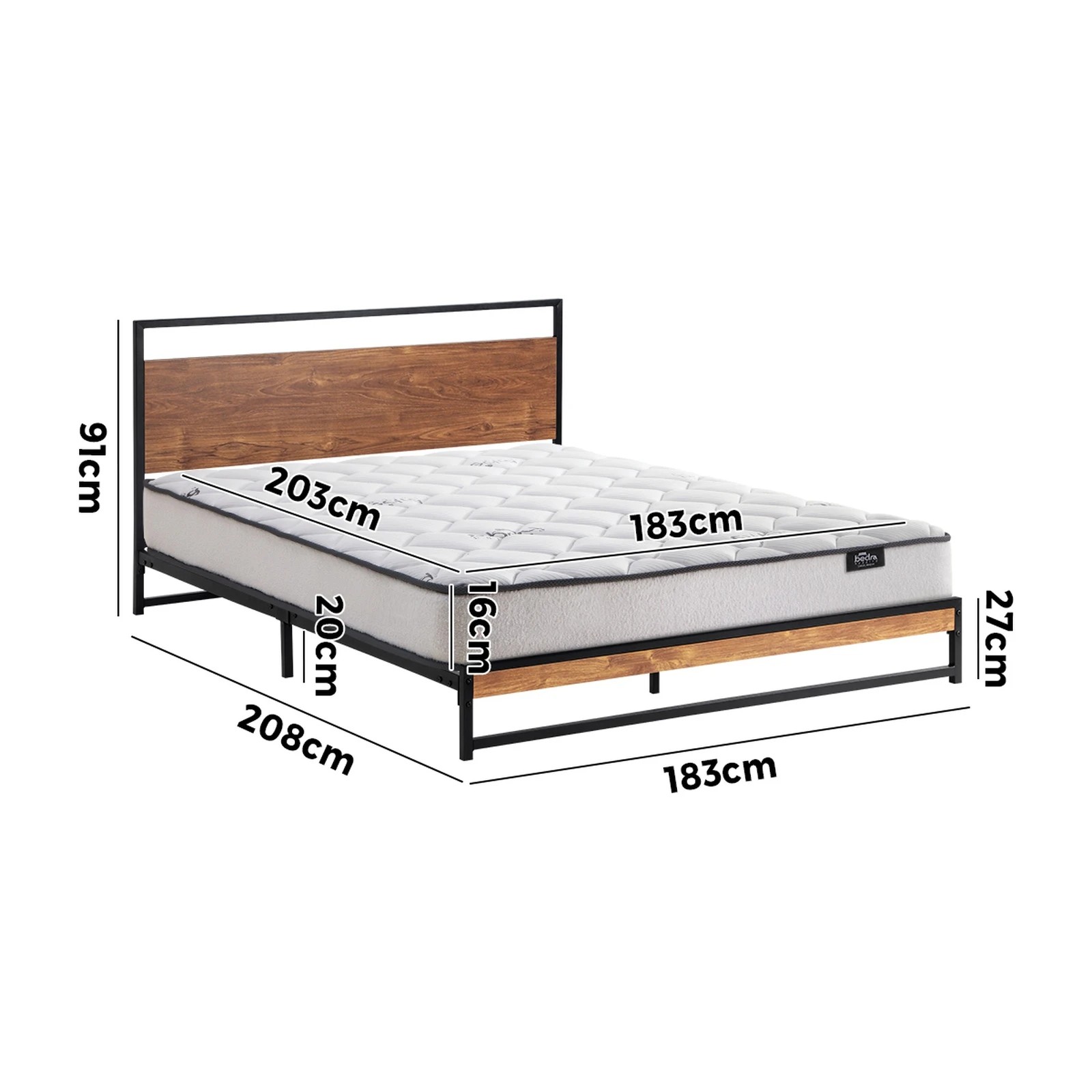 3 Oikiture Metal Bed Frame King Size Beds Platform With Mattress
 - Black, 3 of 7