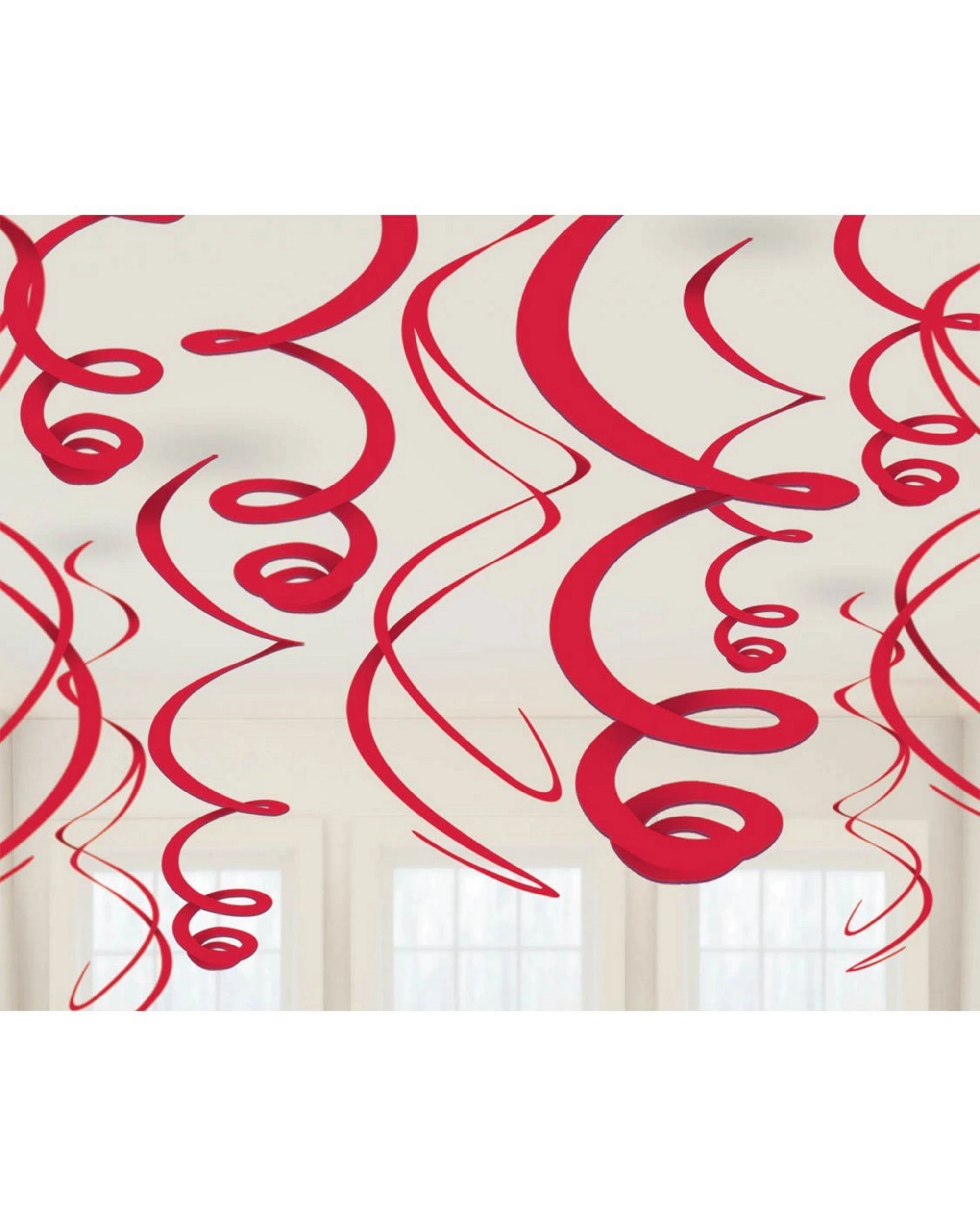 1 Amscan Swirl Decorations Pack of 12 - Red, 1 of 1