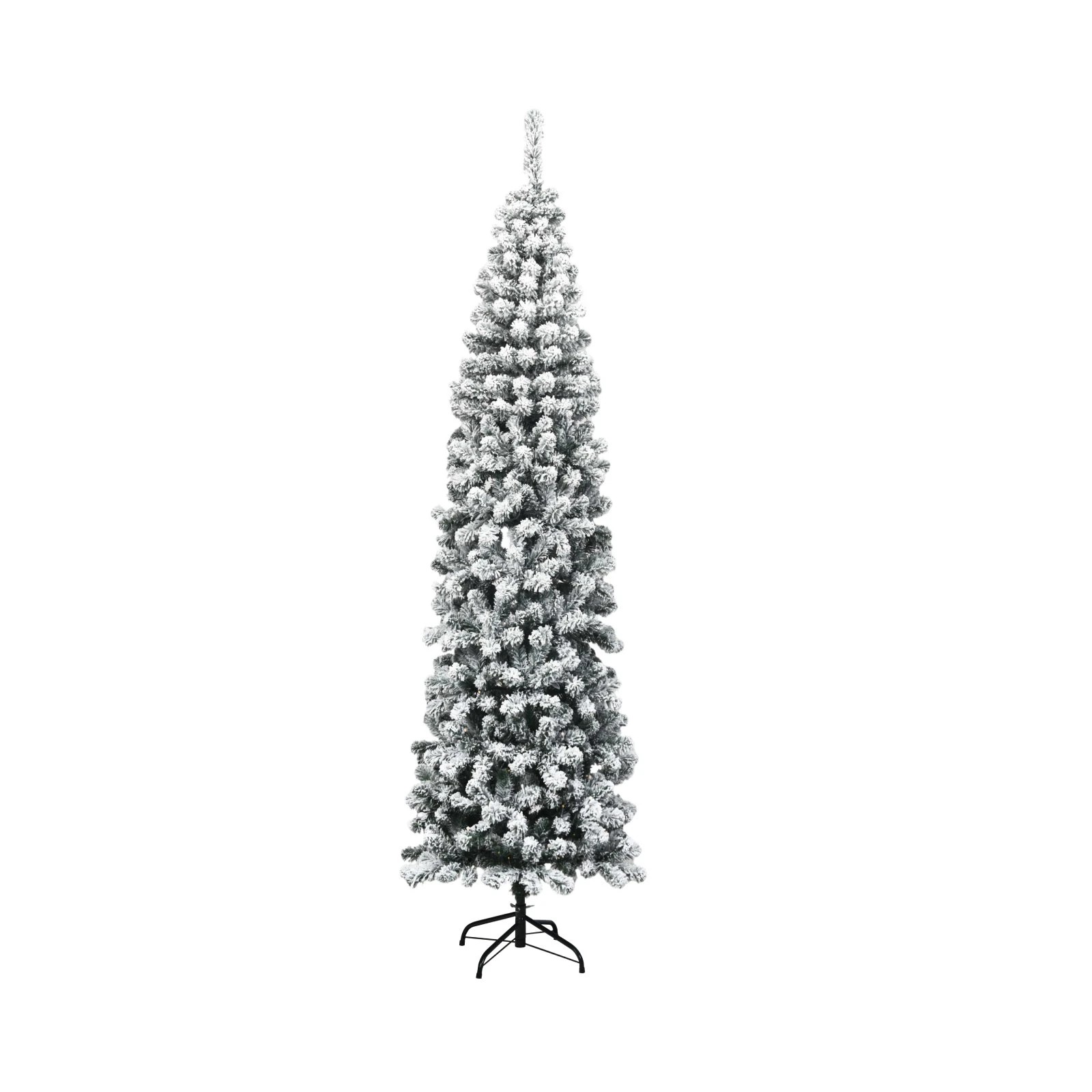 1 Costway 2.25M (7.5FT) Slim Snow Flocked Artificial Christmas Tree, 1 of 3