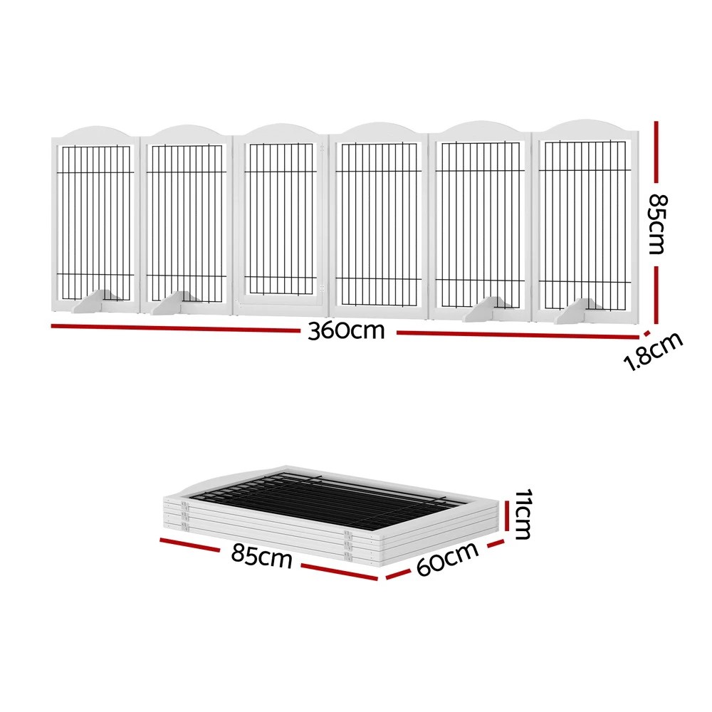 2 i.Pet Dog Gate Playpen Enclosure 6 Panel Pet Door Fence en Play Pen Stair - White, 2 of 5