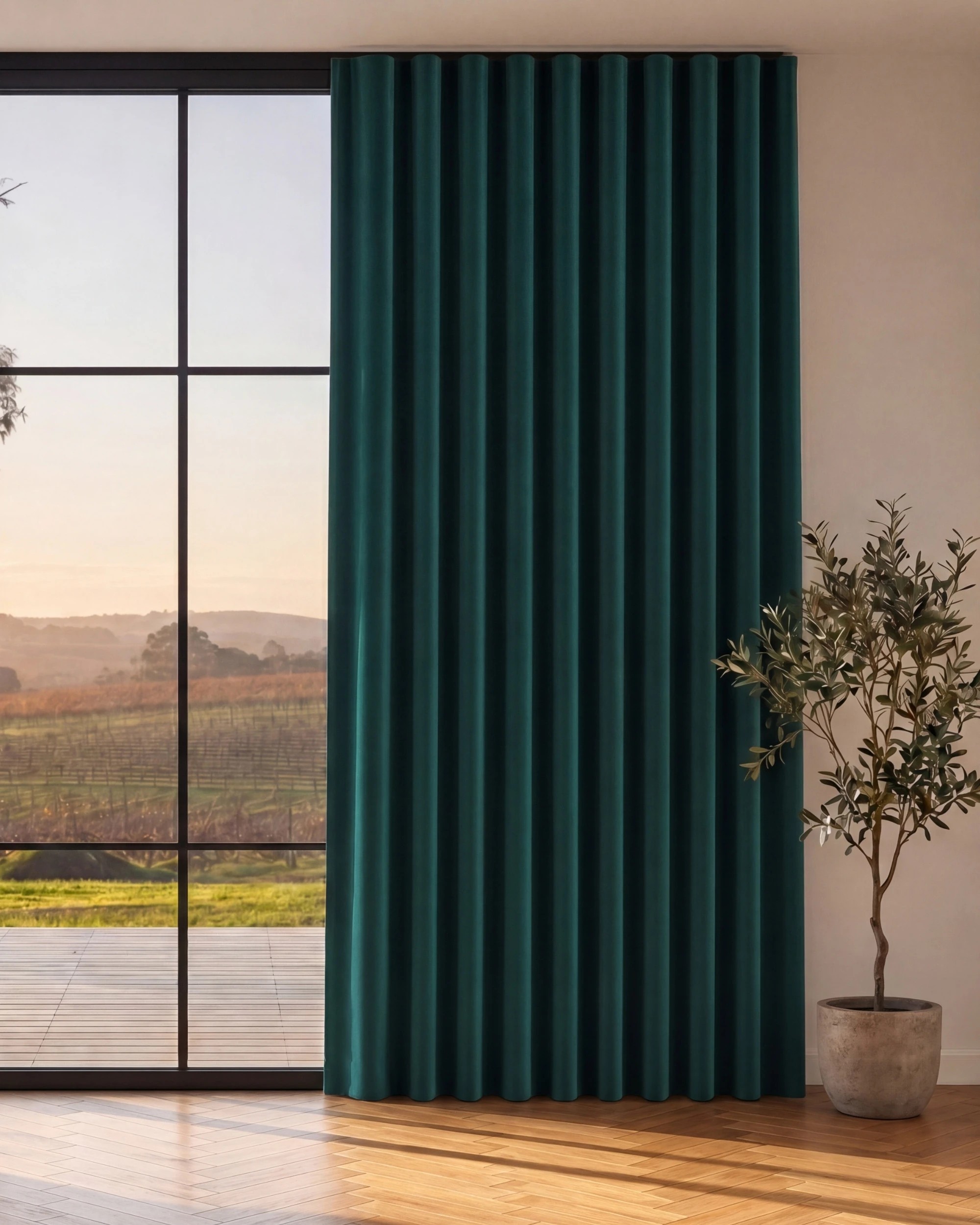 1 Cadence & Co. Byron Matte Velvet 100% Blockout S-Fold Curtain 485x280cm - Fits 280cm Track - Deep Teal, 1 of 5