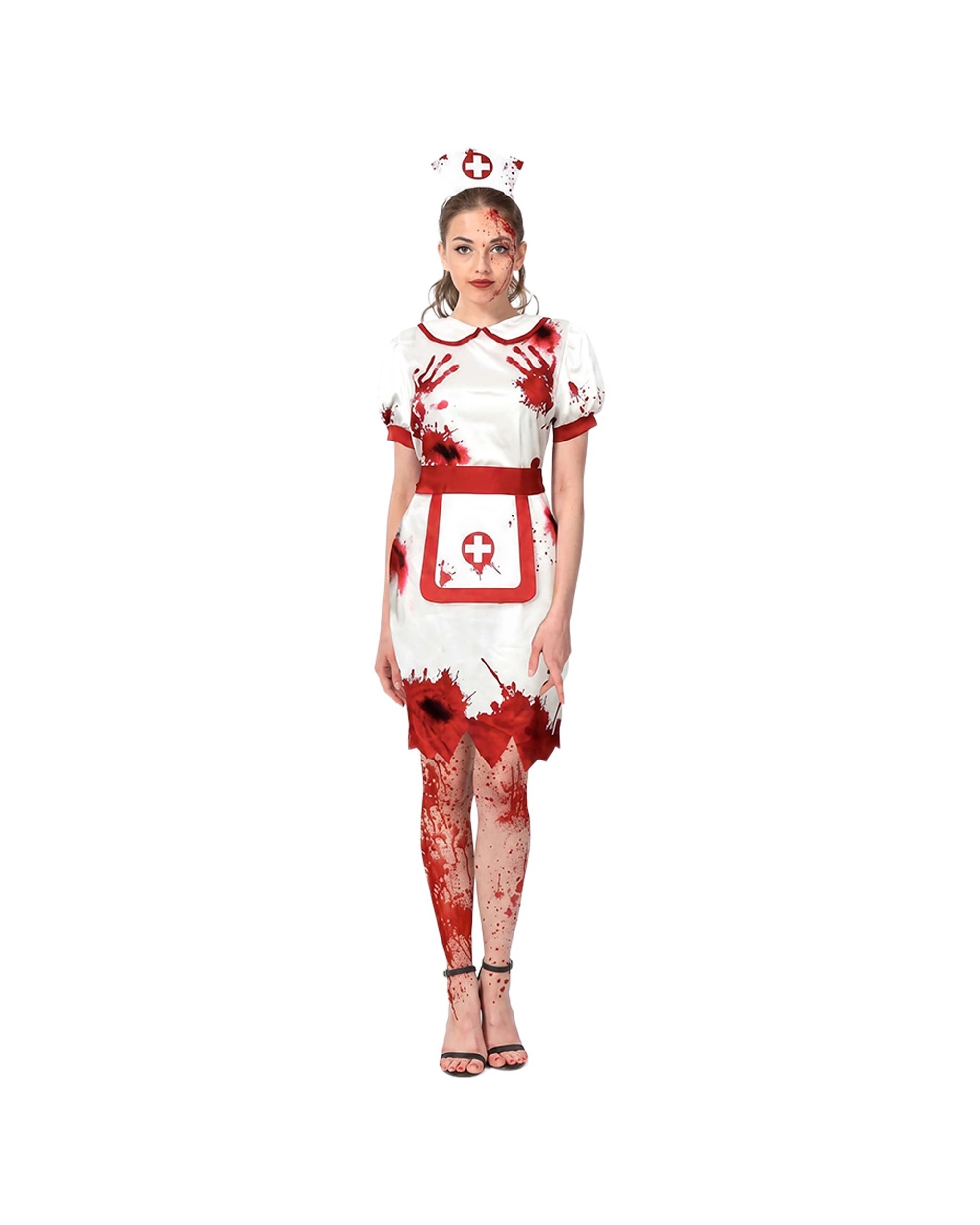 1 JD Party Womens Bloody Nurse Halloween Costume With Headband XS/S - White, 1 of 1