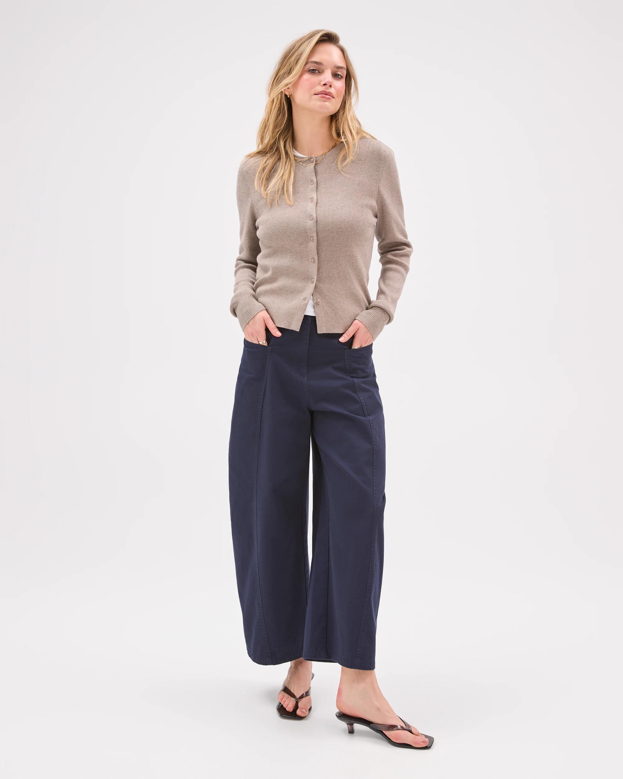 2 Lily Loves Crew Neck Cardigan TAUPE MARLE, 2 of 7