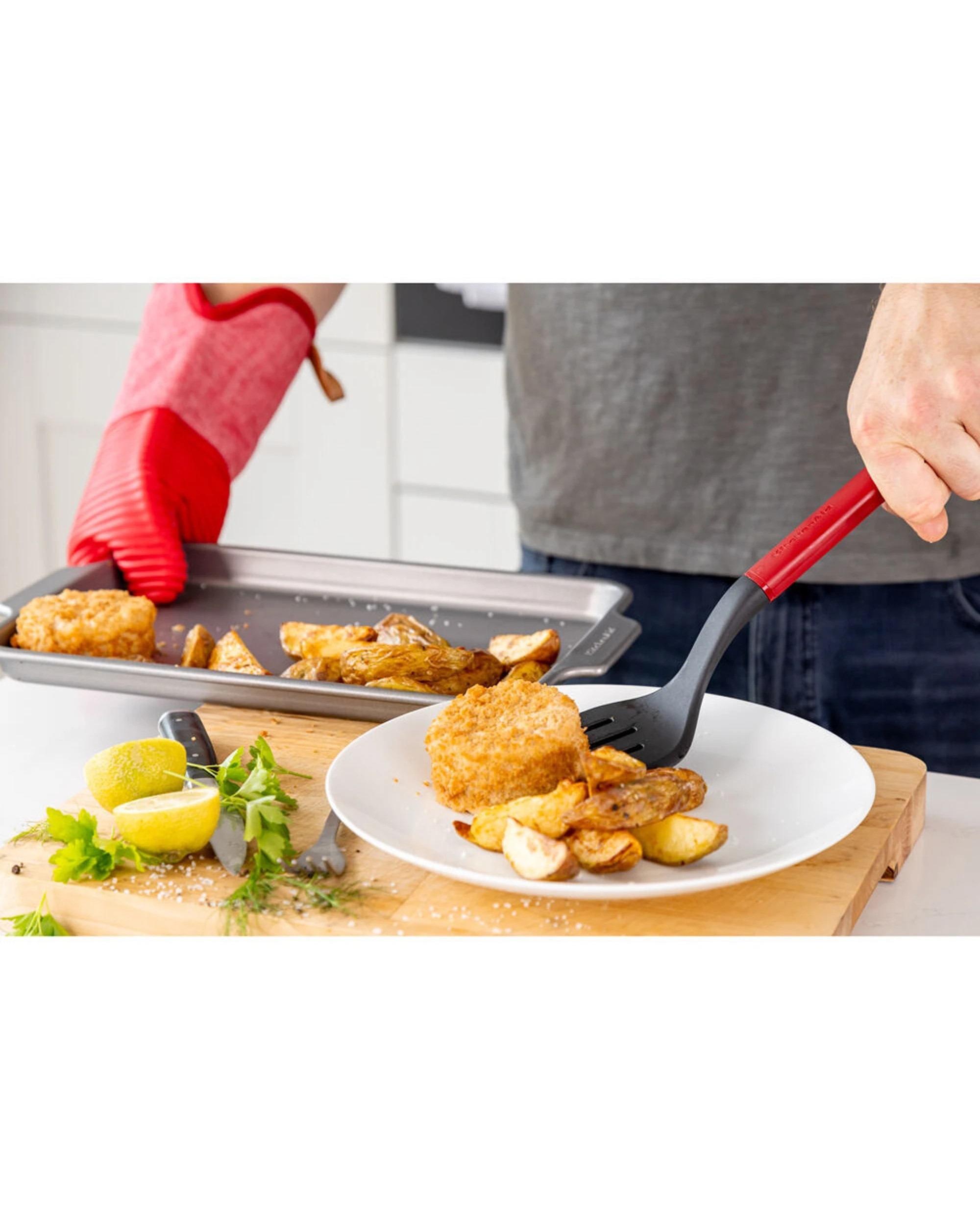 6 KitchenAid Classic Slotted Nylon Turner 2PK Heat Resistant Ergonomic Handle - Red, 6 of 6