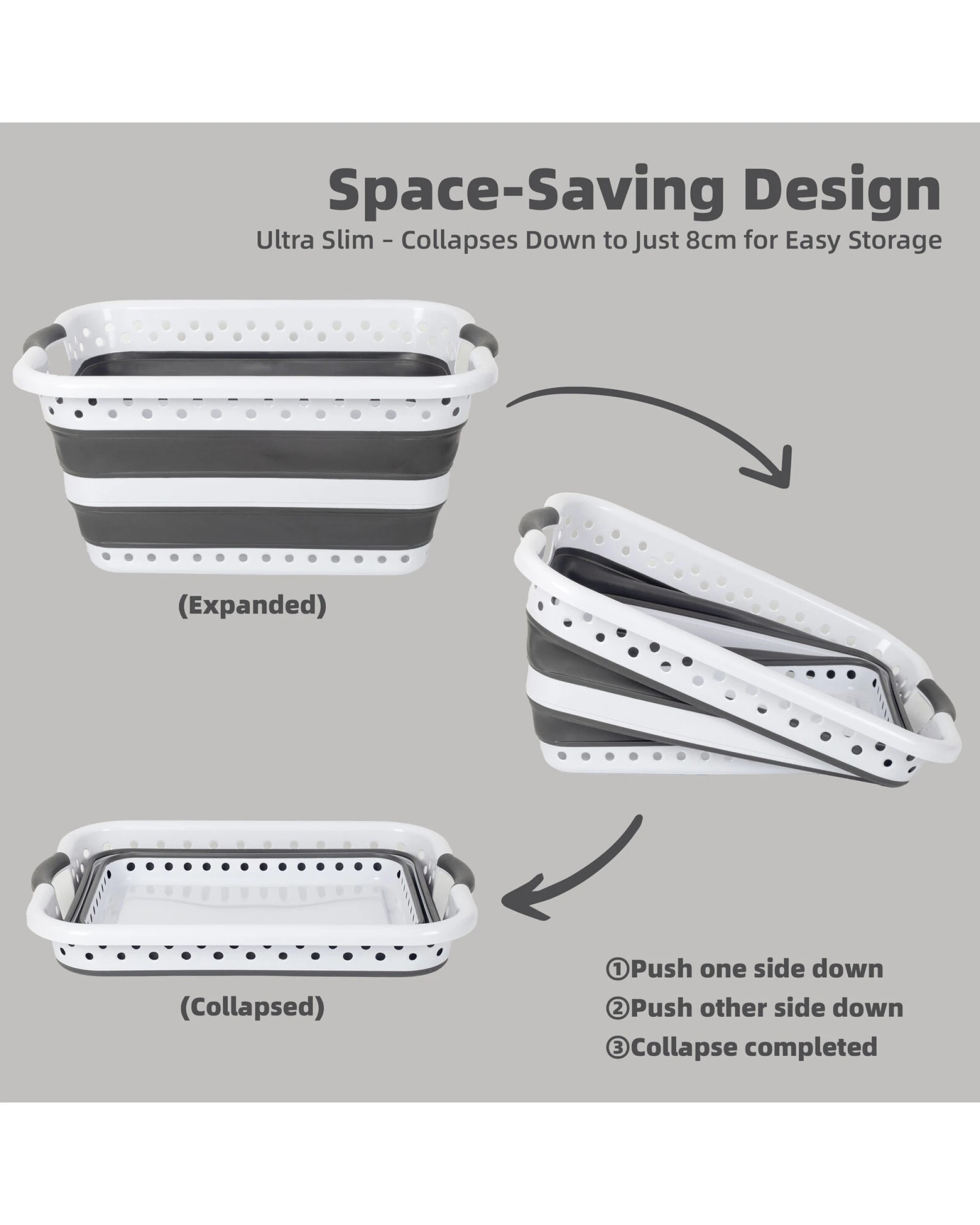 8 Hacienda 45L Space Saving  Laundry Basket,  Collapsible Hamper for Dorms, RVs, Homes & Garages, 8 of 8