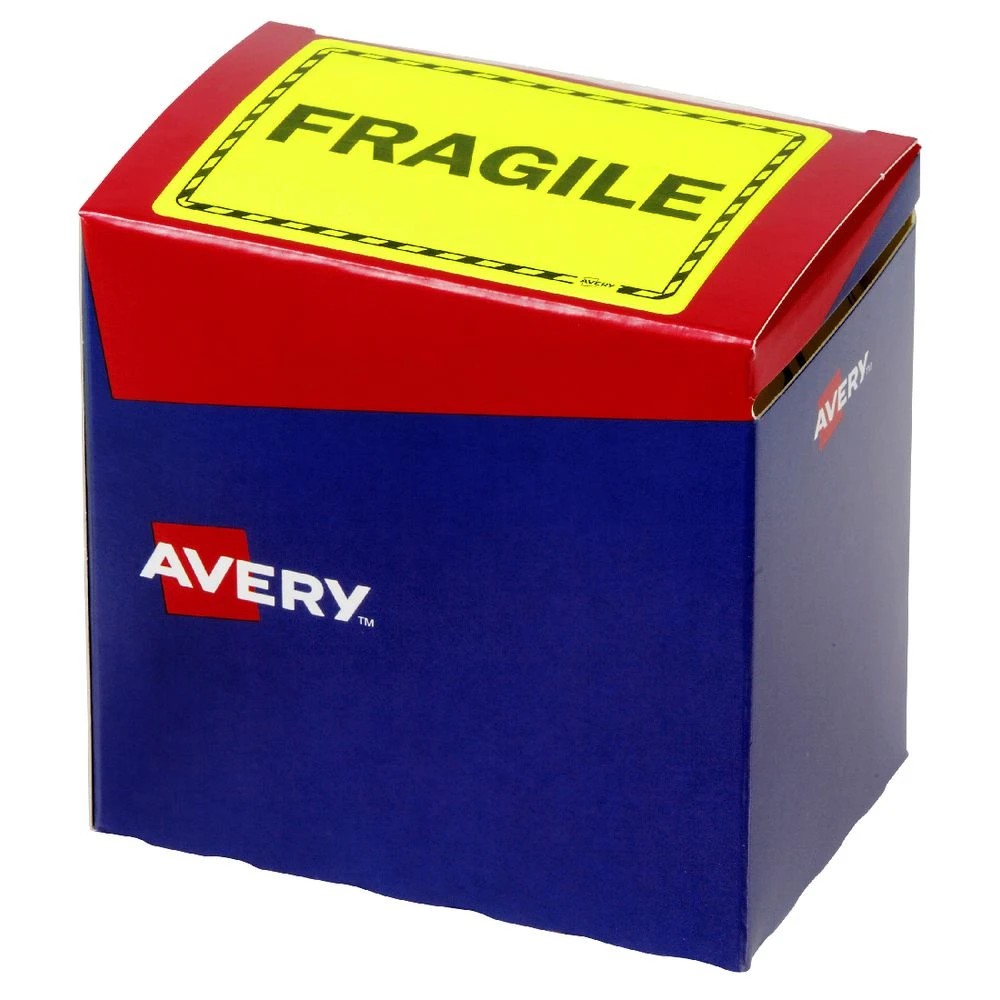 3 Avery Fragile Labels 75 x 99.6mm Yellow, 3 of 3