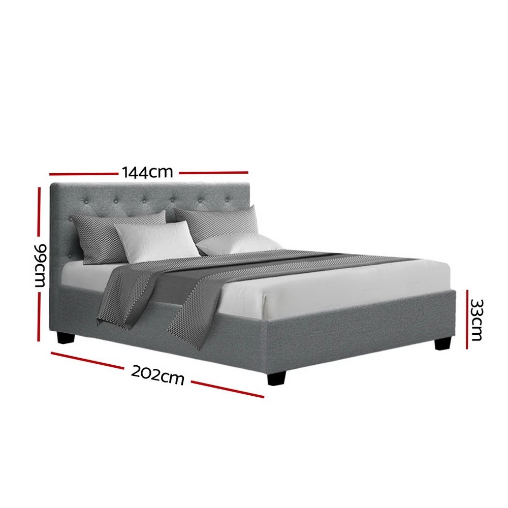 2 Artiss Bed Frame Double Size Gas Lift  VILA - Grey, 2 of 10