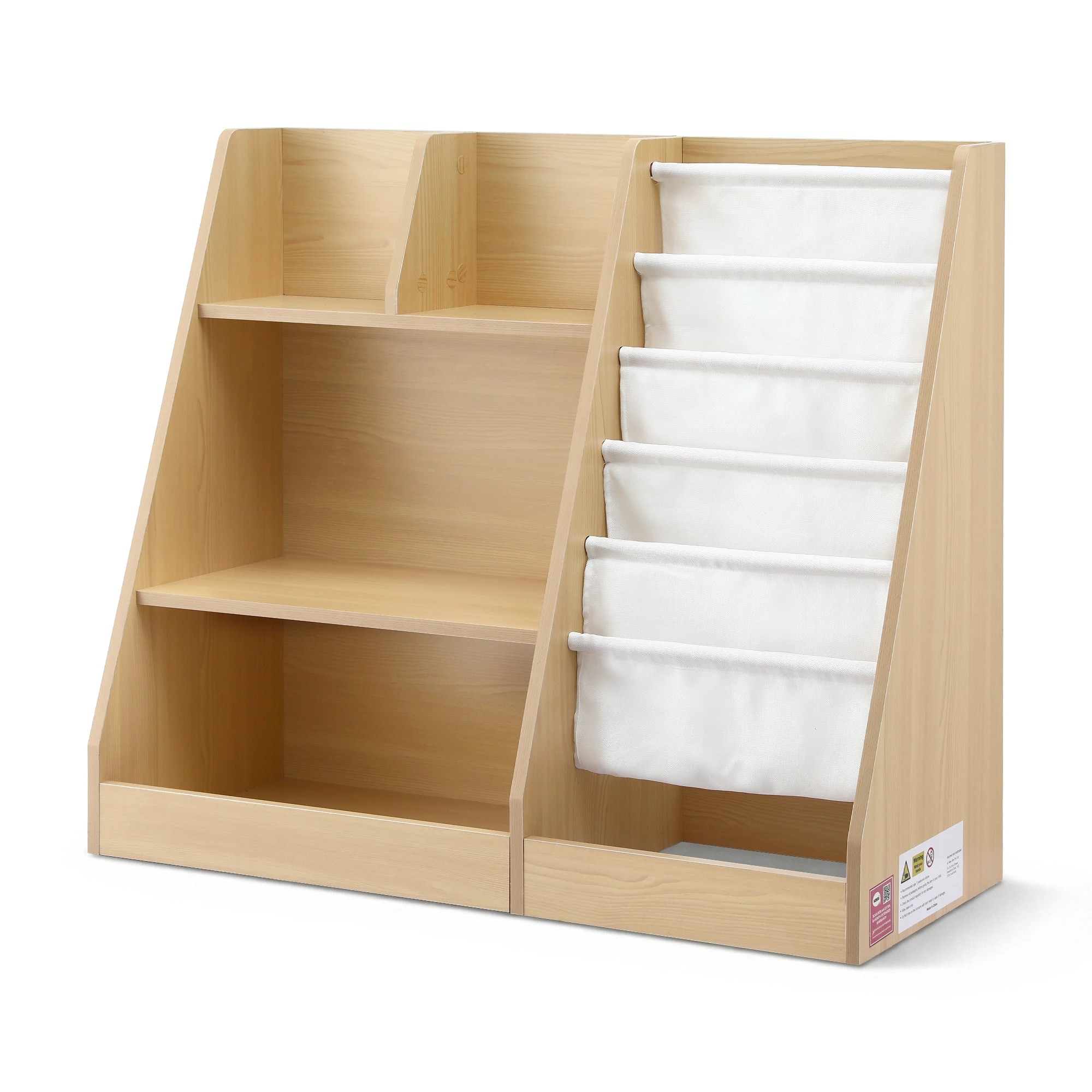 1 Keezi Kids Bookshelf  Bookcase Children Storage Rack Display Shelves Holder - Natural, 1 of 8