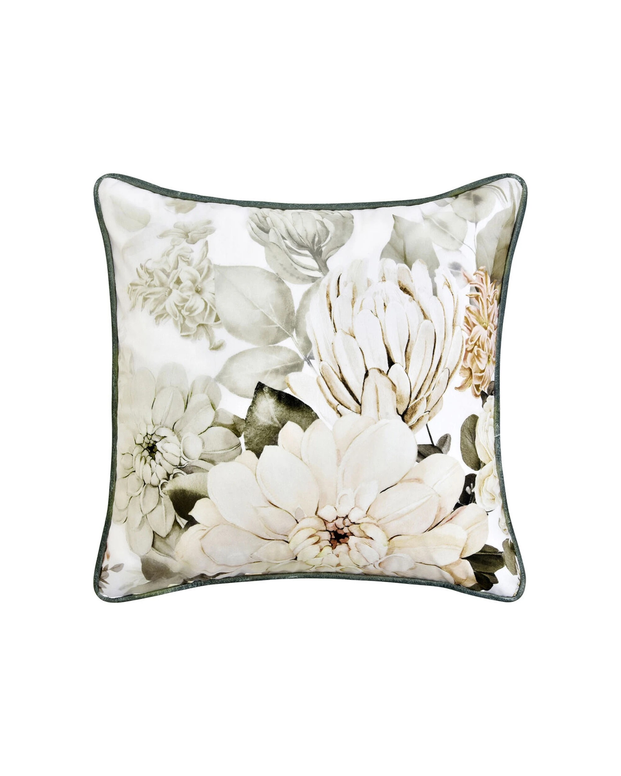 1 Bianca Giselle Square Polyester Velvet Cushion Floral Cord Trim 43x43cm - Pattern, 1 of 1