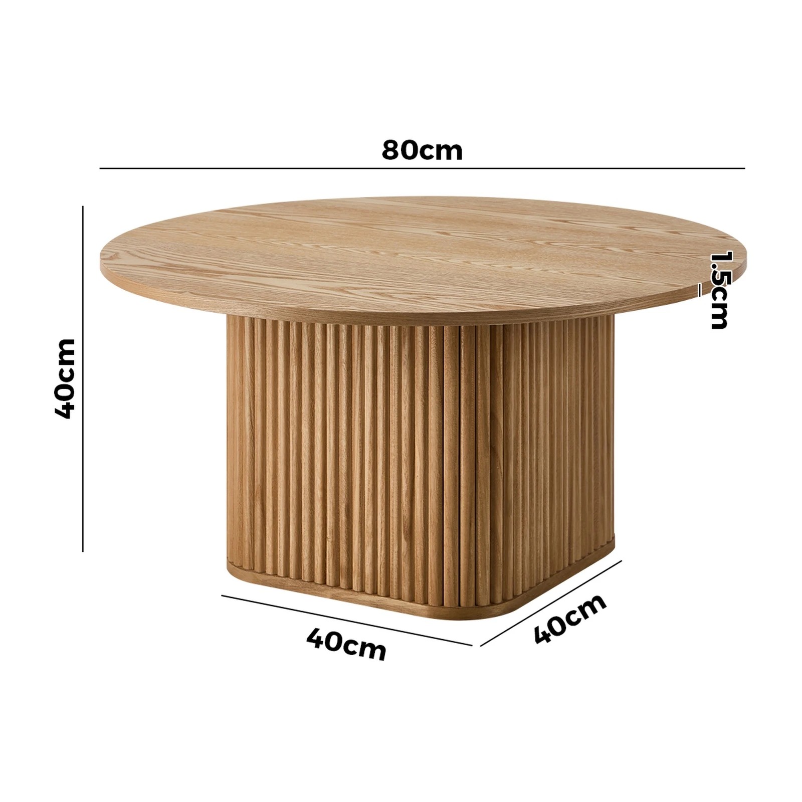 2 Oikiture Coffee Table Side End Tables Sofa Desk Round Wooden Furniture - Natural, 2 of 9
