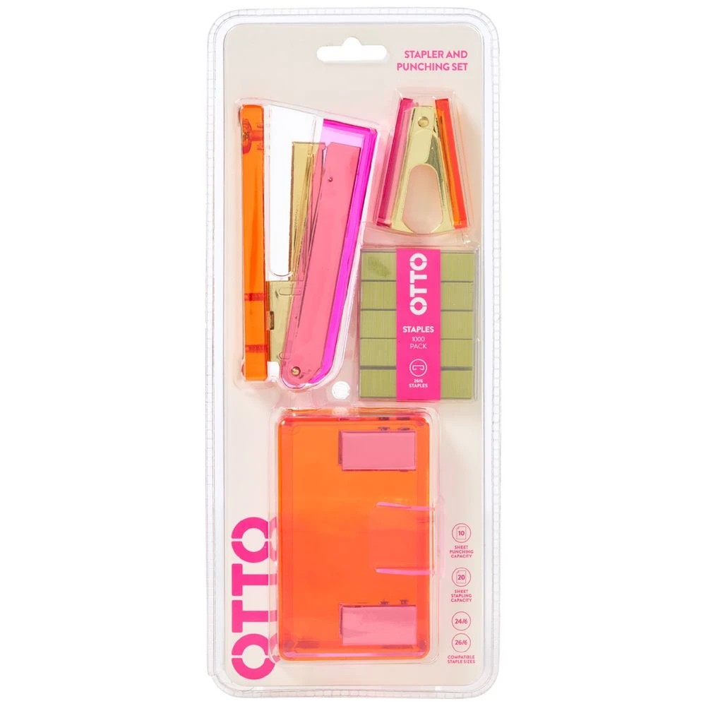 2 Otto Stapler Acrylic Pink and Coral Set, 2 of 4