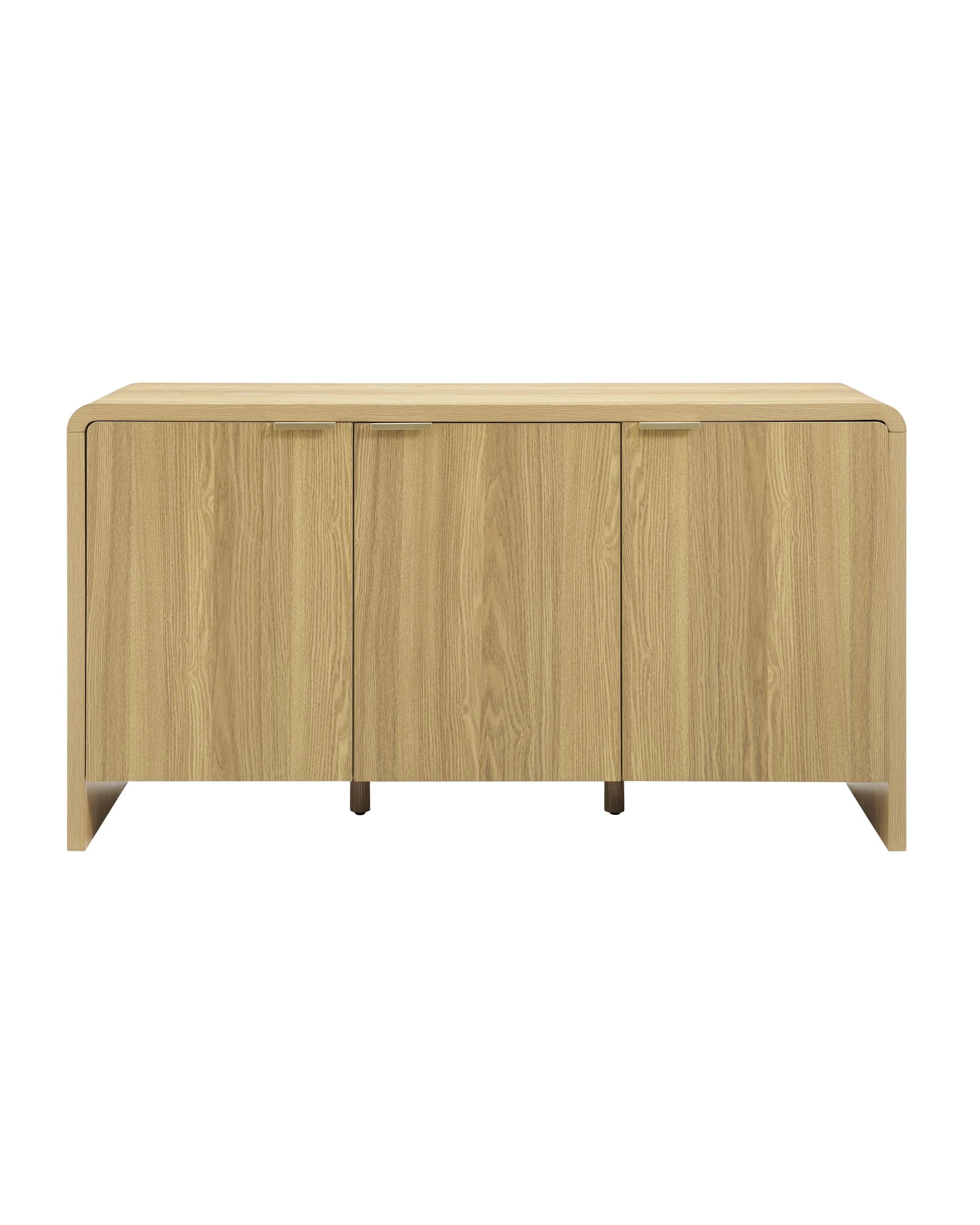 4 Kodu 140cm Curve Buffet Sideboard Cabinet 3 Doors Oak Look - Natural, 4 of 10