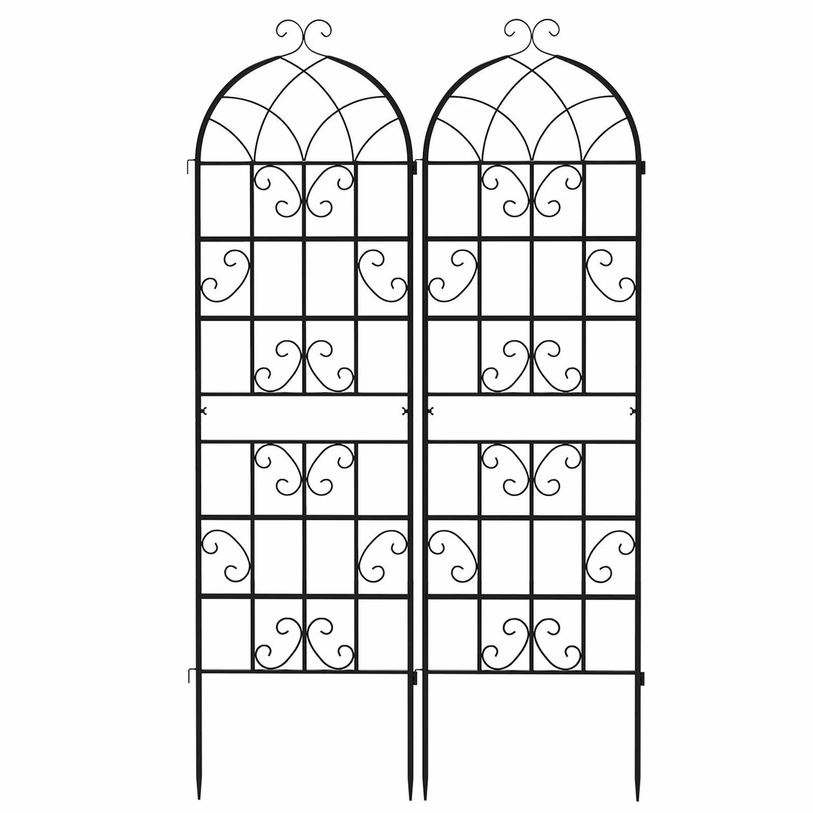 1 Costway 2x Metal Garden Trellis 50x180cm Outdoor Trellis Climbing Plant Stand Fence - Black, 1 of 4