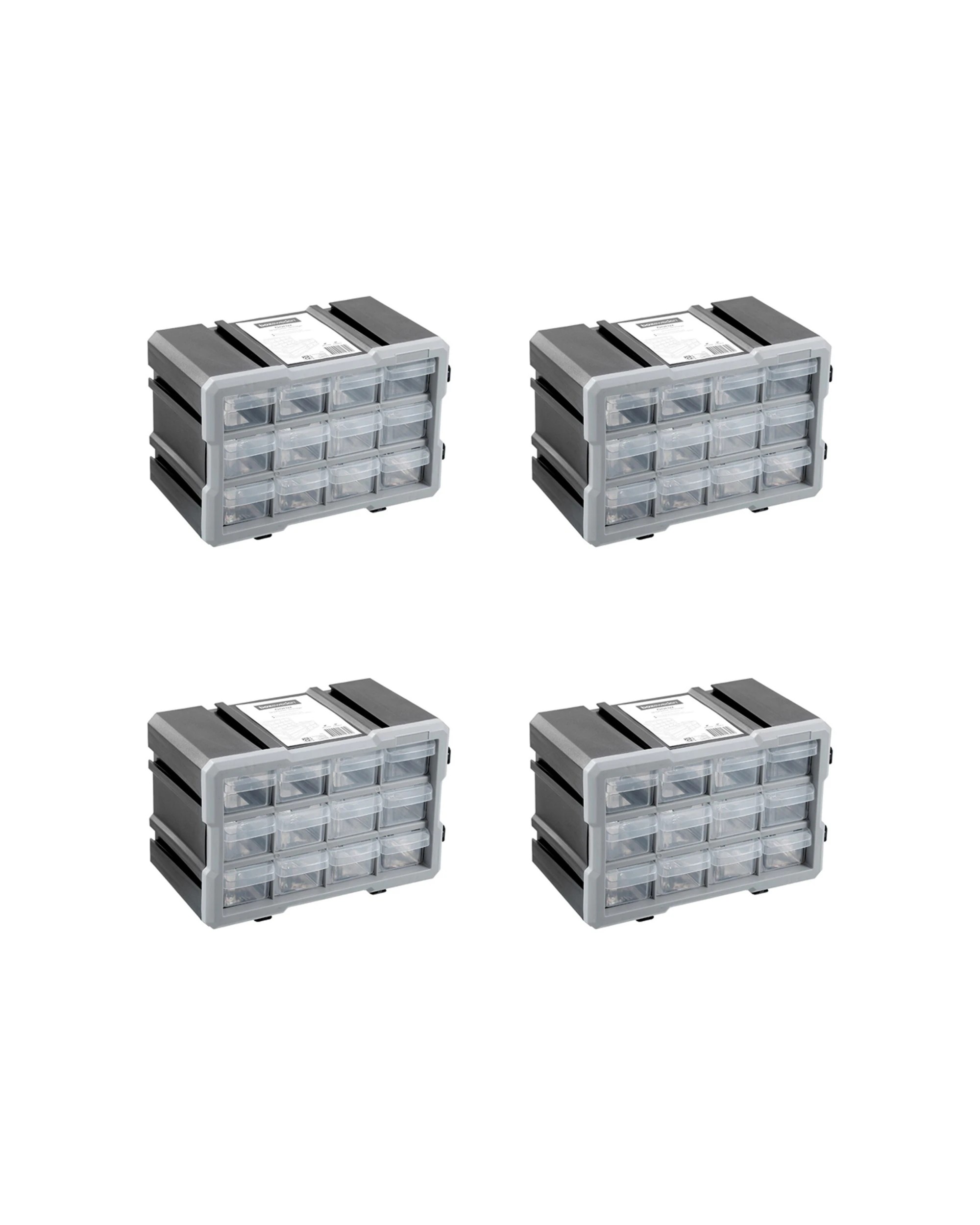 1 Boxsweden Garaz 12-Drawer Storage Organiser 29.5x19.5cm 4PK Stackable Modular
 - grey, 1 of 6