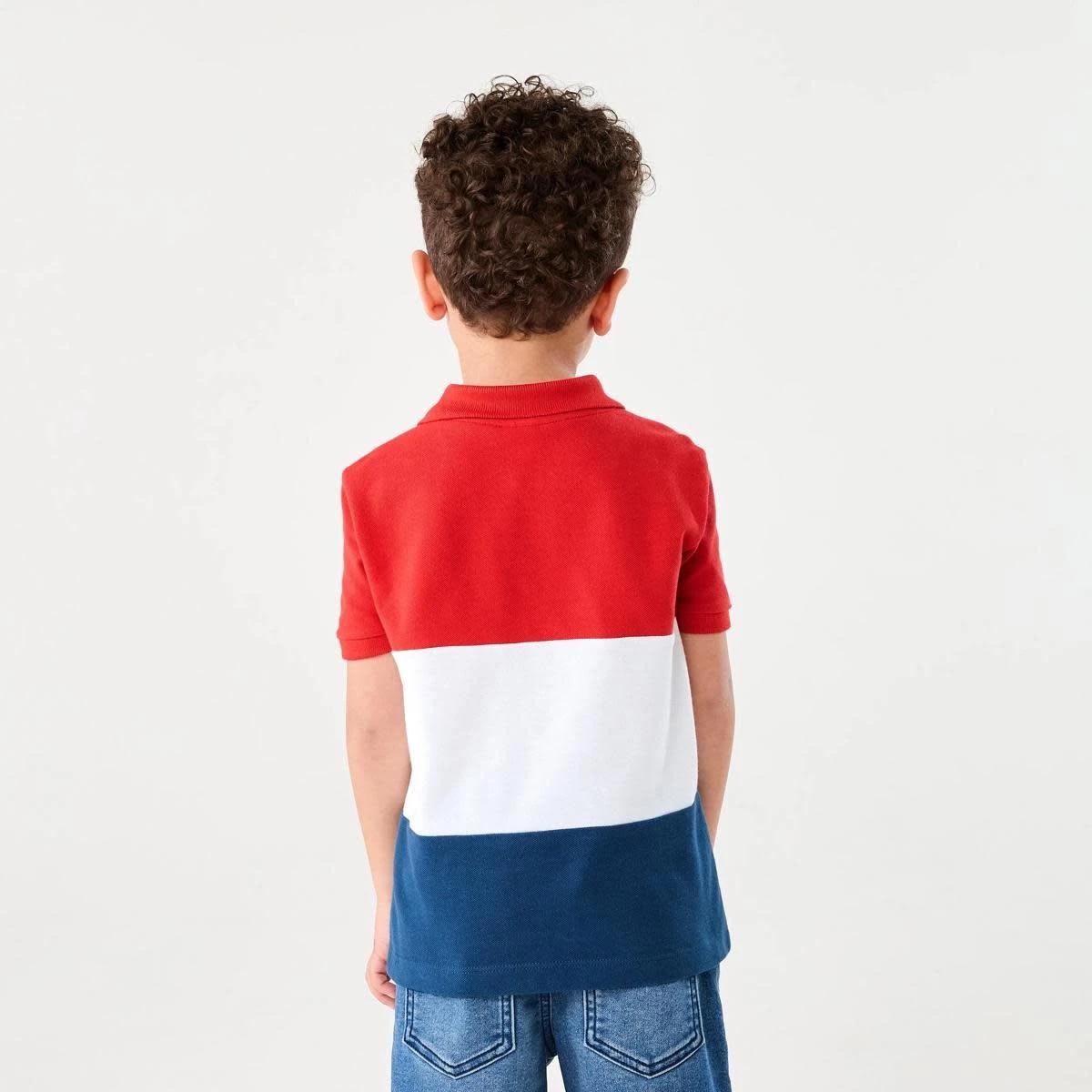 2 Colour Block Polo Shirt RUBICONDO RED, 2 of 7