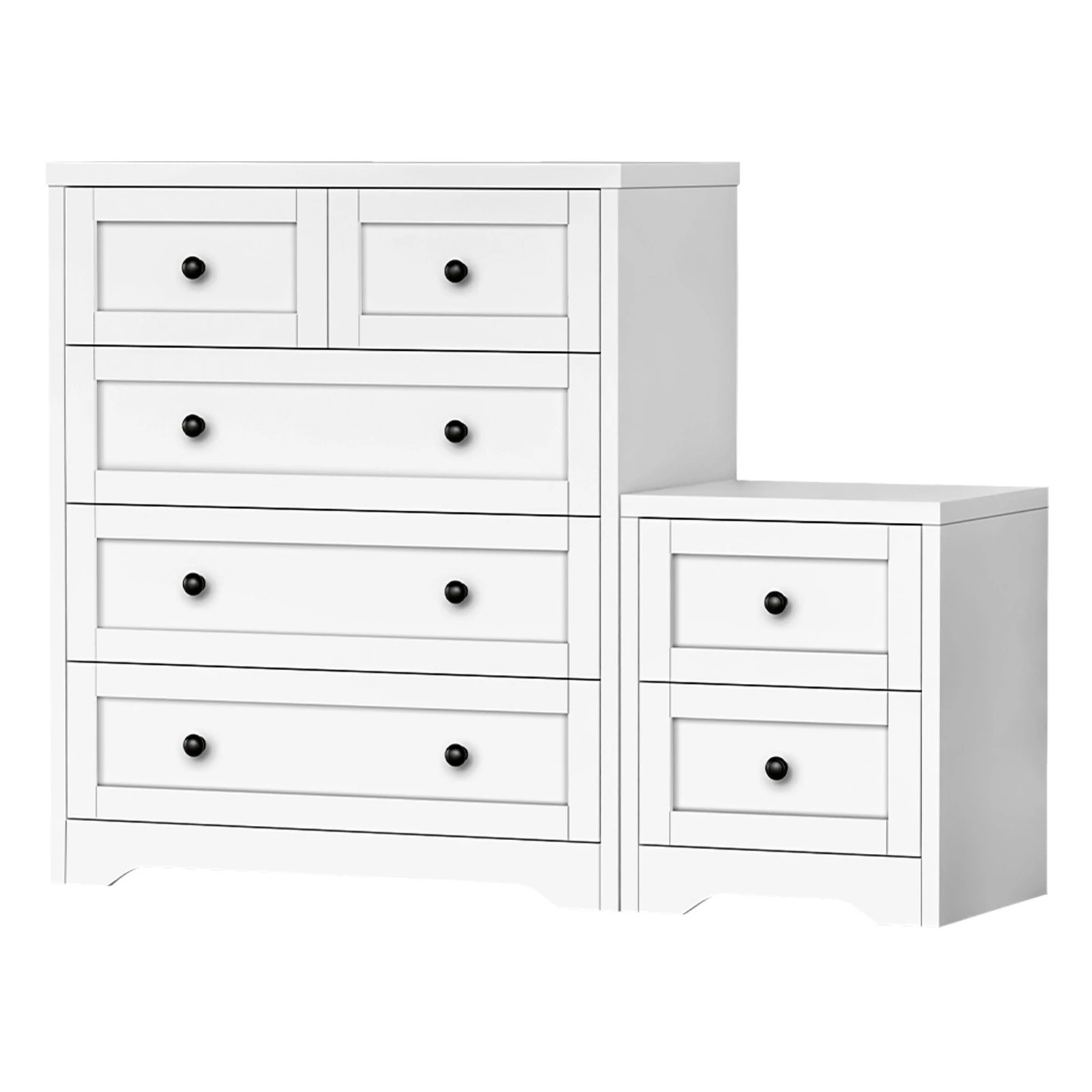 1 Alfordson 5 Chest of Drawers Bedside Table Hamptons Bedroom Storage - White, 1 of 10