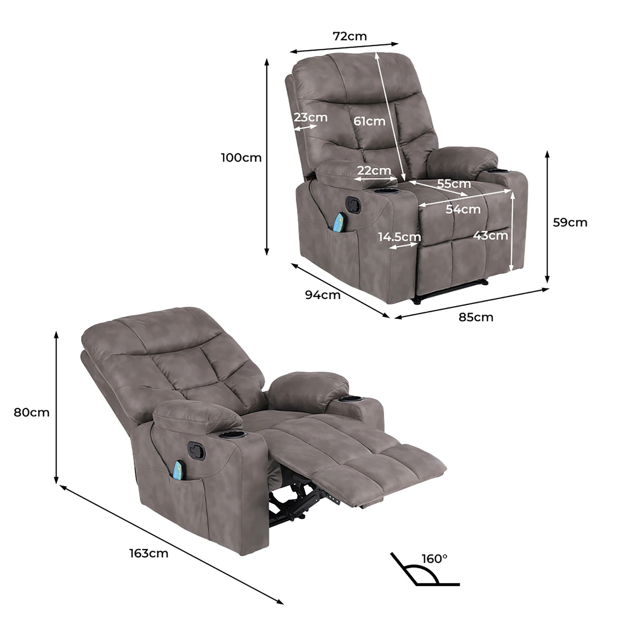 3 Levede Electric Massage Chair - Grey, 3 of 5