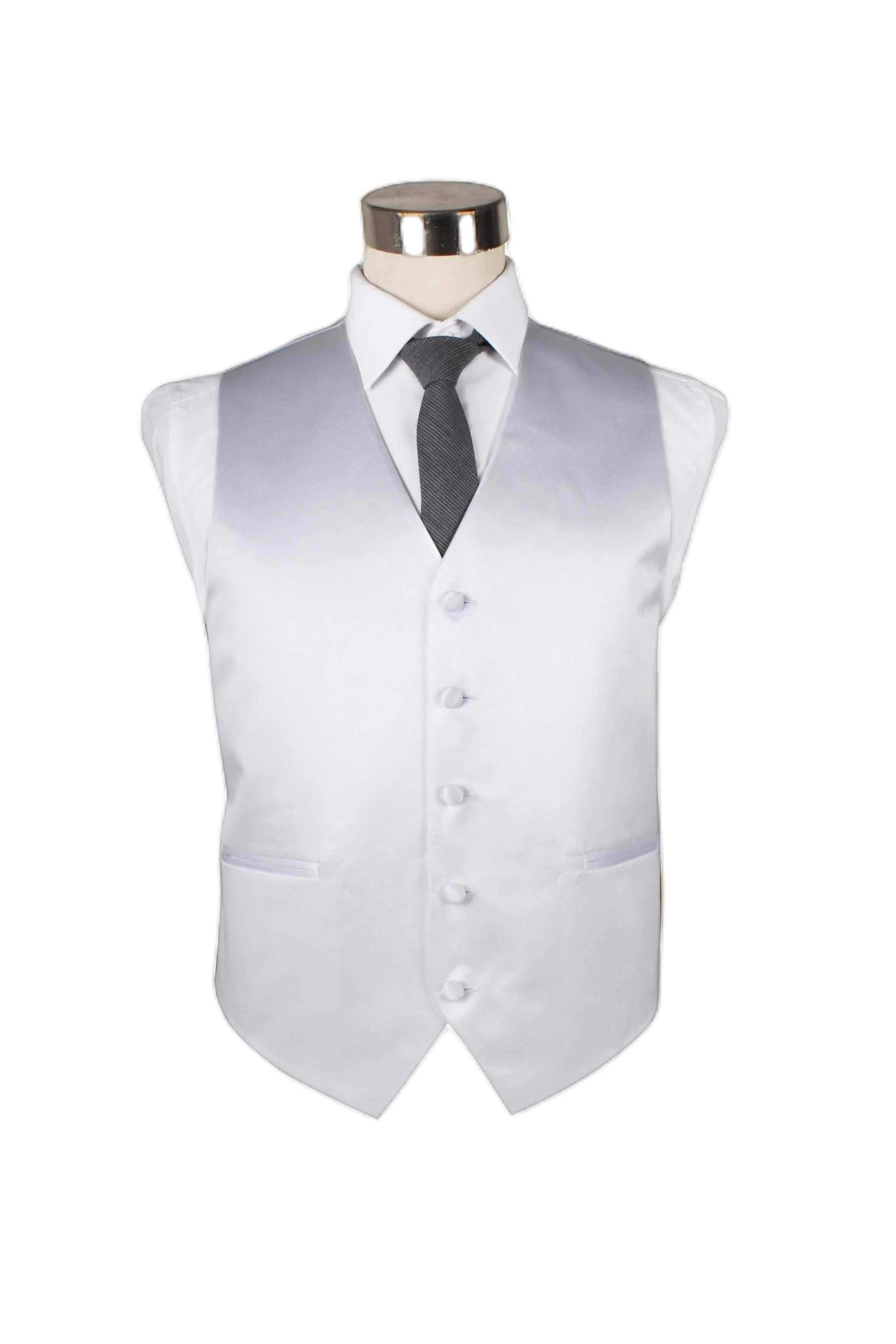 1 Zasel Mens Plain Vest Waistcoat White, 1 of 1