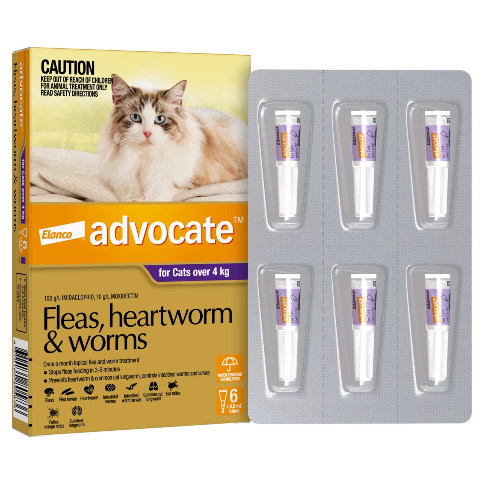 2 Advocate For Cats Flea And Worming Spot-on Over 4kg - 6 Pack, 2 of 2