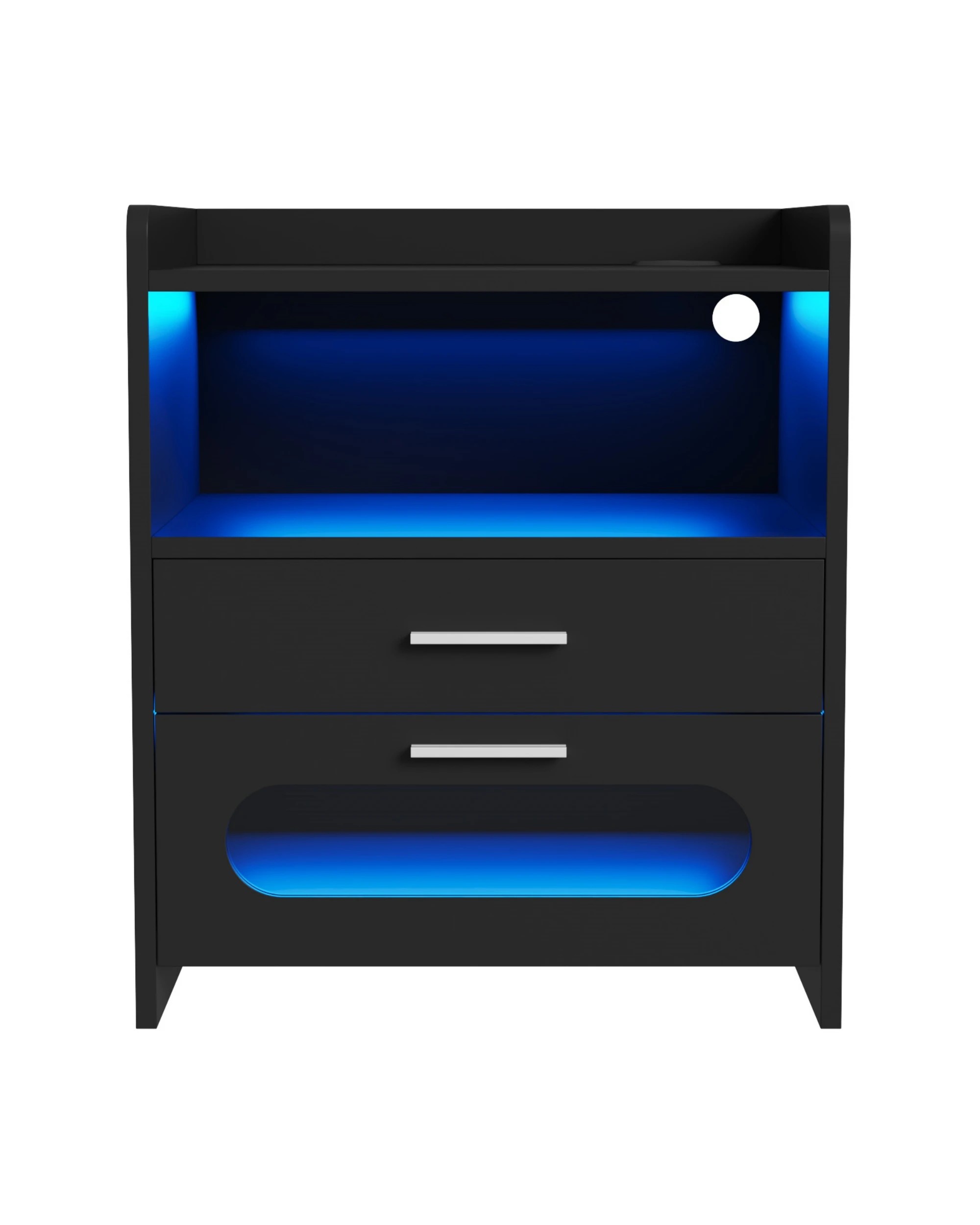 1 Advwin Bedside Table Wireless Charging Station Led Lights 2 Drawers Storage
 - Black, 1 of 9