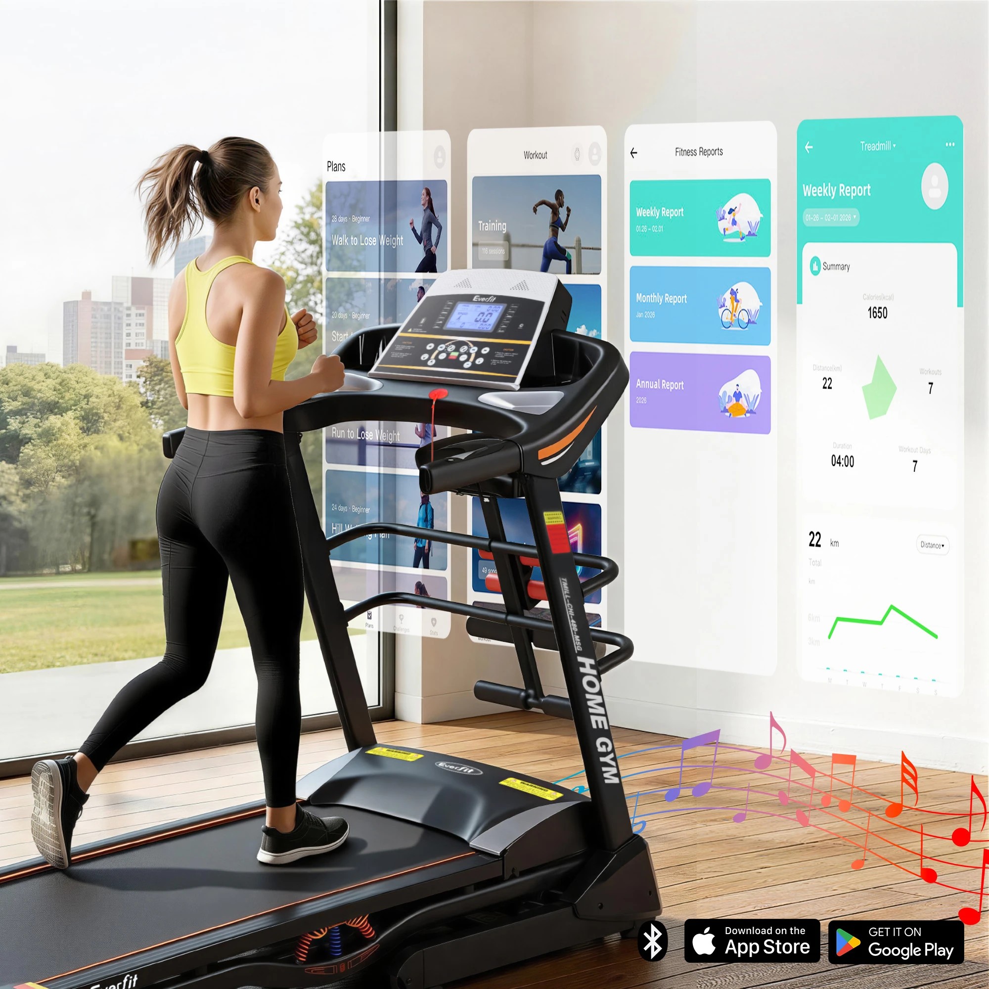 7 Everfit 5 in 1 Treadmill Electric Home Gym Fitness Exercise Machine w/ Massager 480mm, 7 of 10