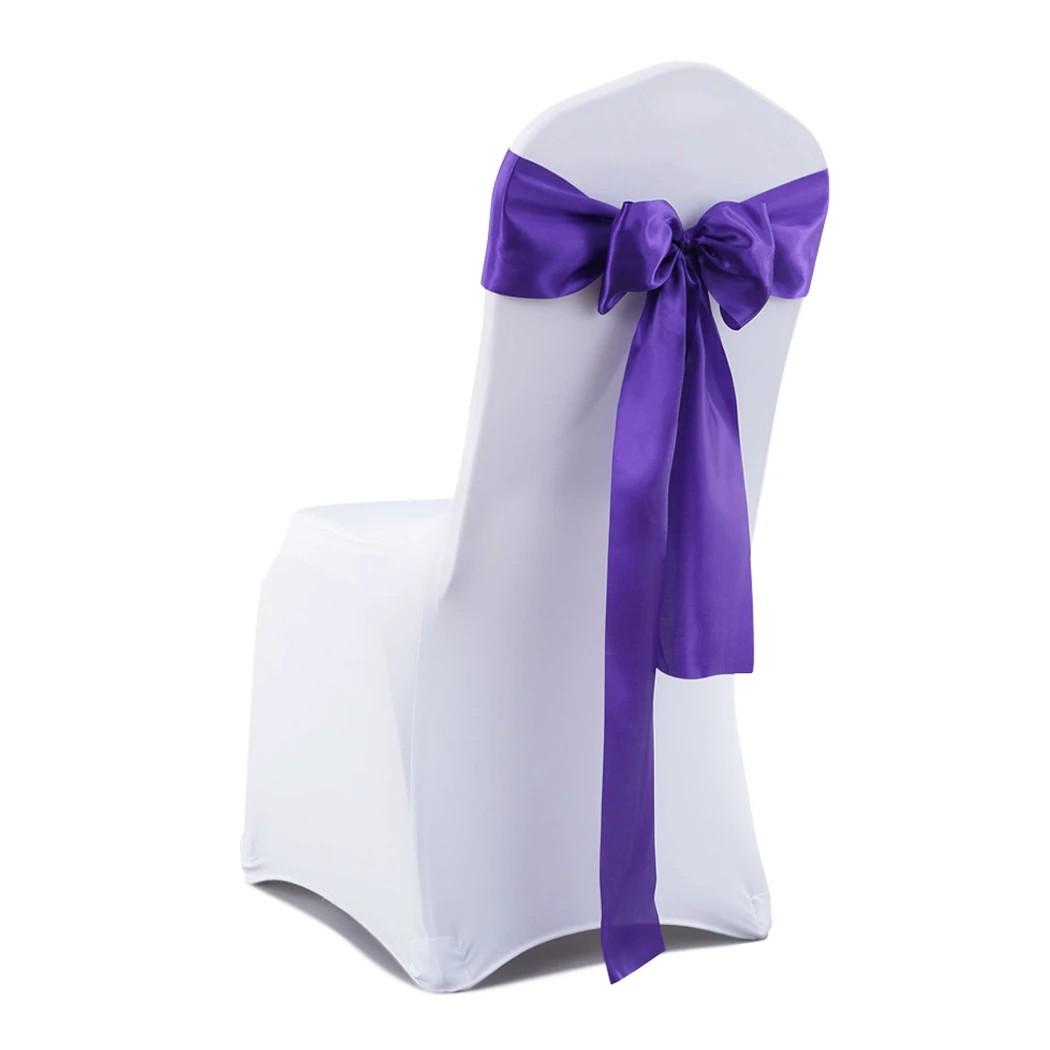 2 Traderight 50 Pcs Satin Chair Sashes - Purple, 2 of 8