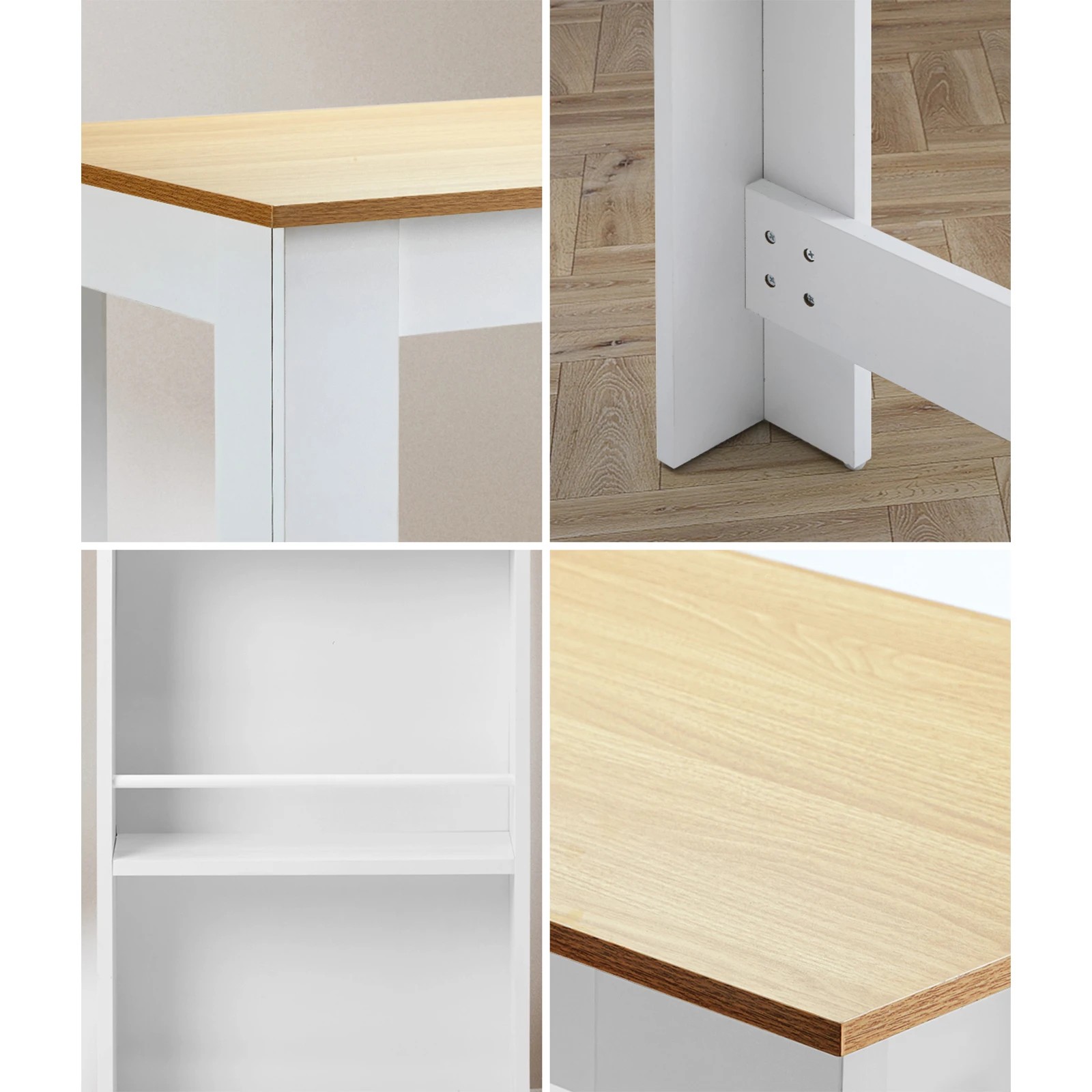 4 Oikiture Bar Table Dining Storage Shelf Kitchen Pub Home Office Desk Wine Rack
 - Multi, 4 of 10