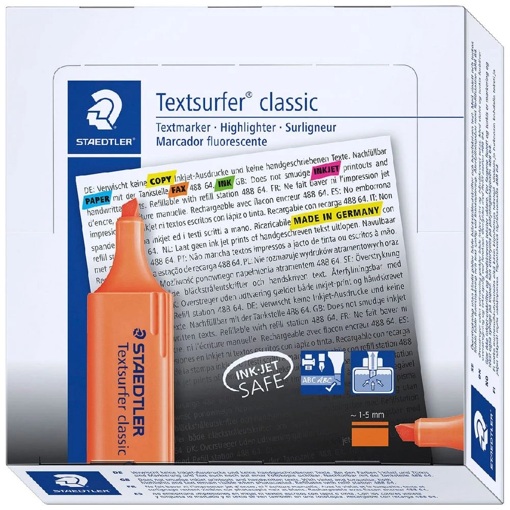 1 Staedtler Textsurfer Classic Highlighters Orange Box 10, 1 of 5