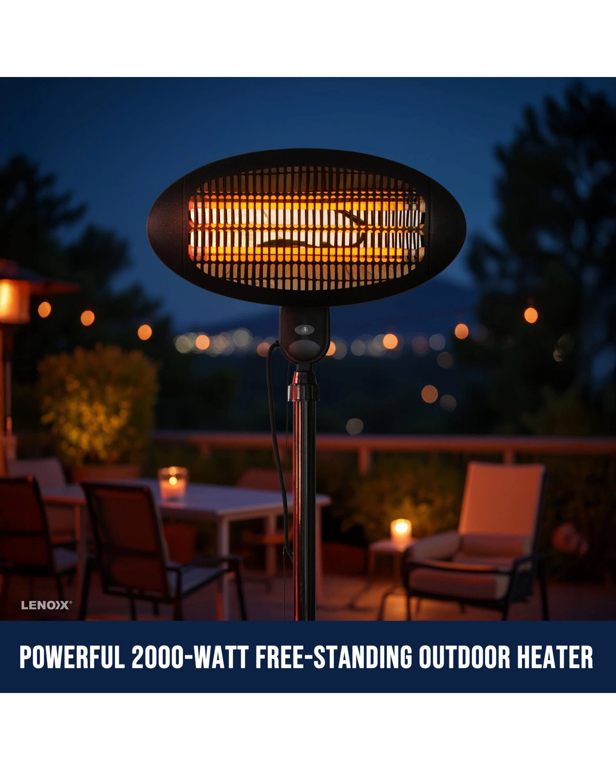 5 Lenoxx 2000w 2.1m  Adjustable Portable Outdoor Electric Patio Heater Black, 5 of 5