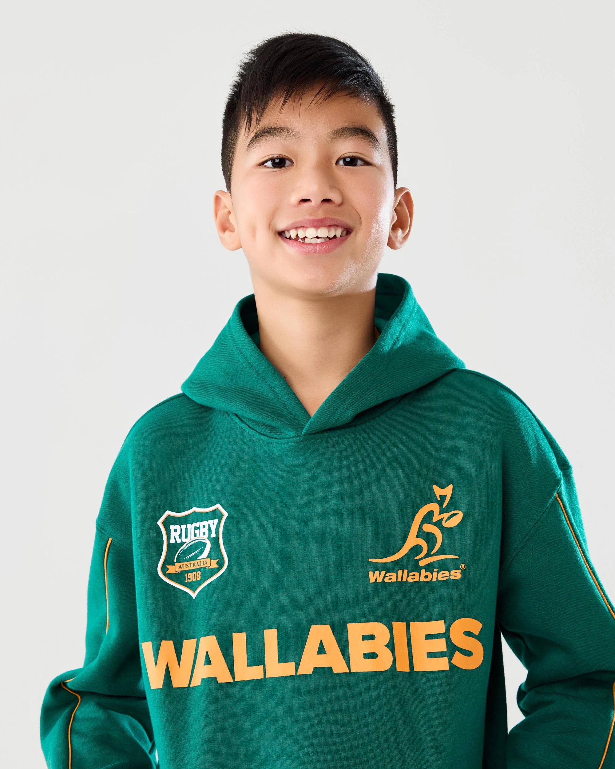 3 Wallabies Rugby Youth Hoodie Green, 3 of 7