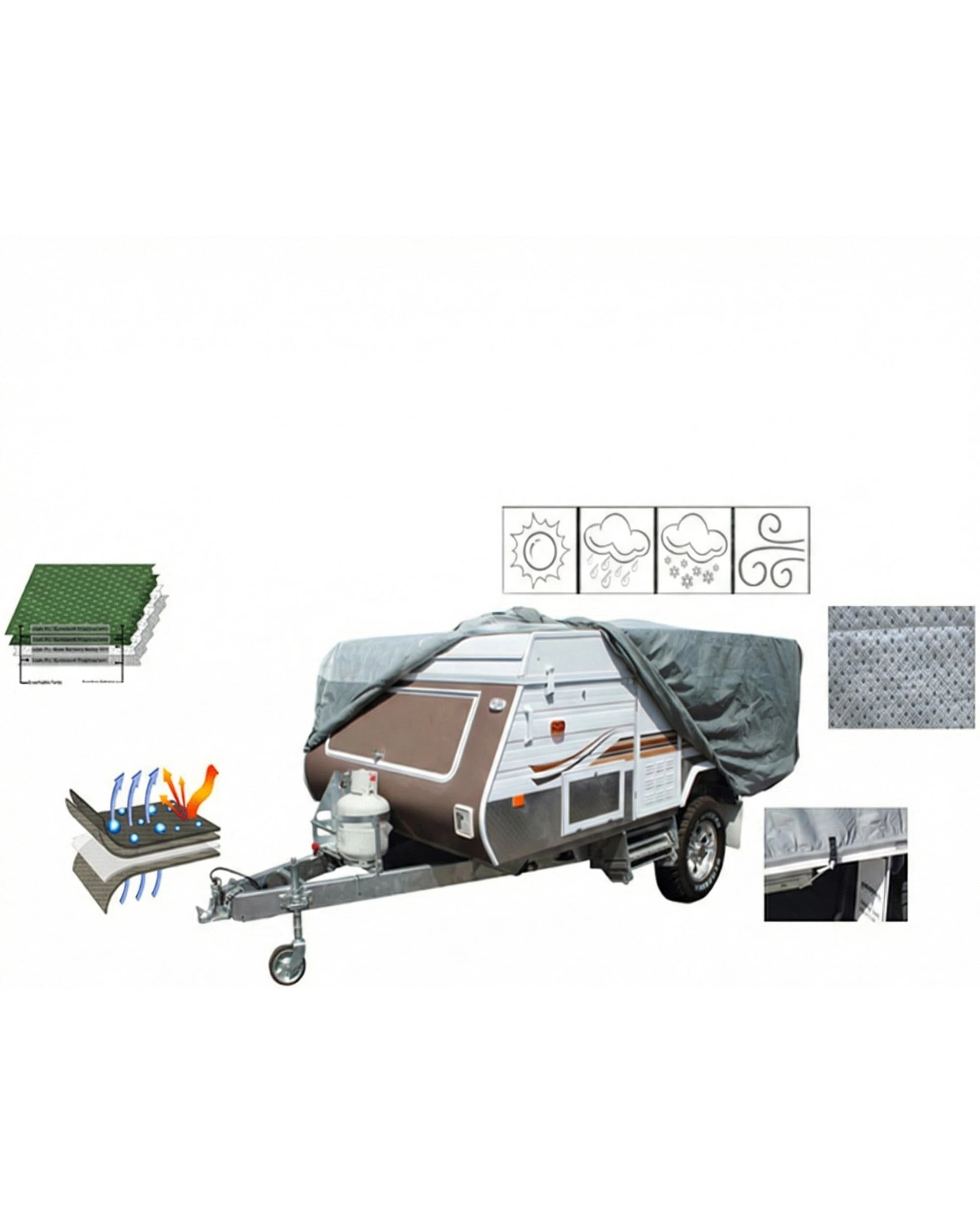 2 Samson Heavy Duty Caravan Cover 10ft 11ft 12ft Campervan Trailer Waterproof - Silver, 2 of 5