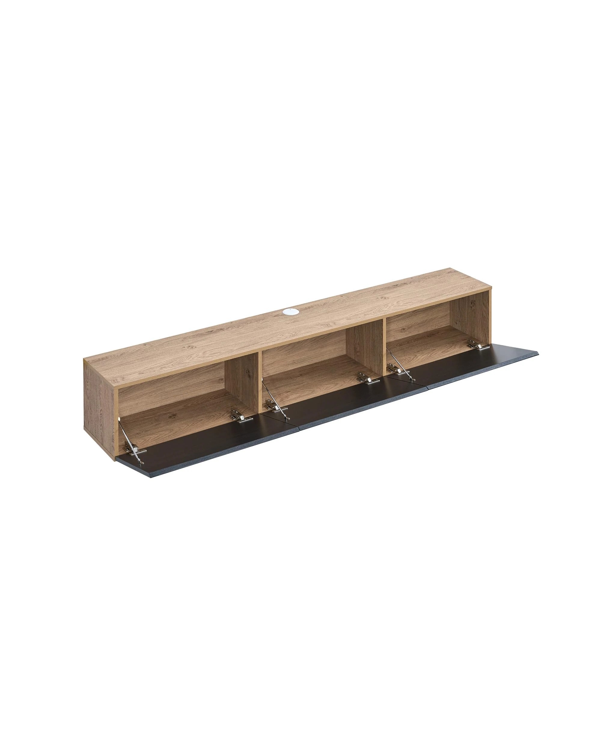 5 Kodu Wall Mount Entertainment TV Unit Floating 3 Doors 180cm Black and Oak - Natural, 5 of 7